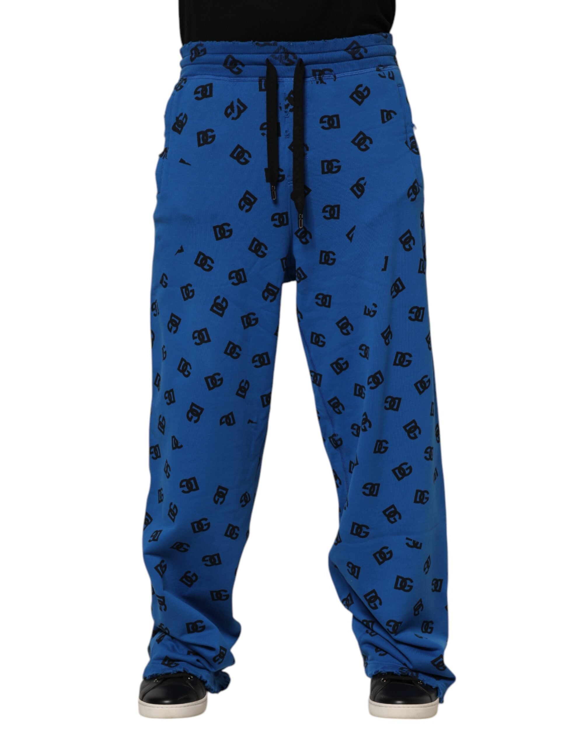 Dolce & Gabbana Blaue Logo-Print-Jogginghose für Männer Sweatpants