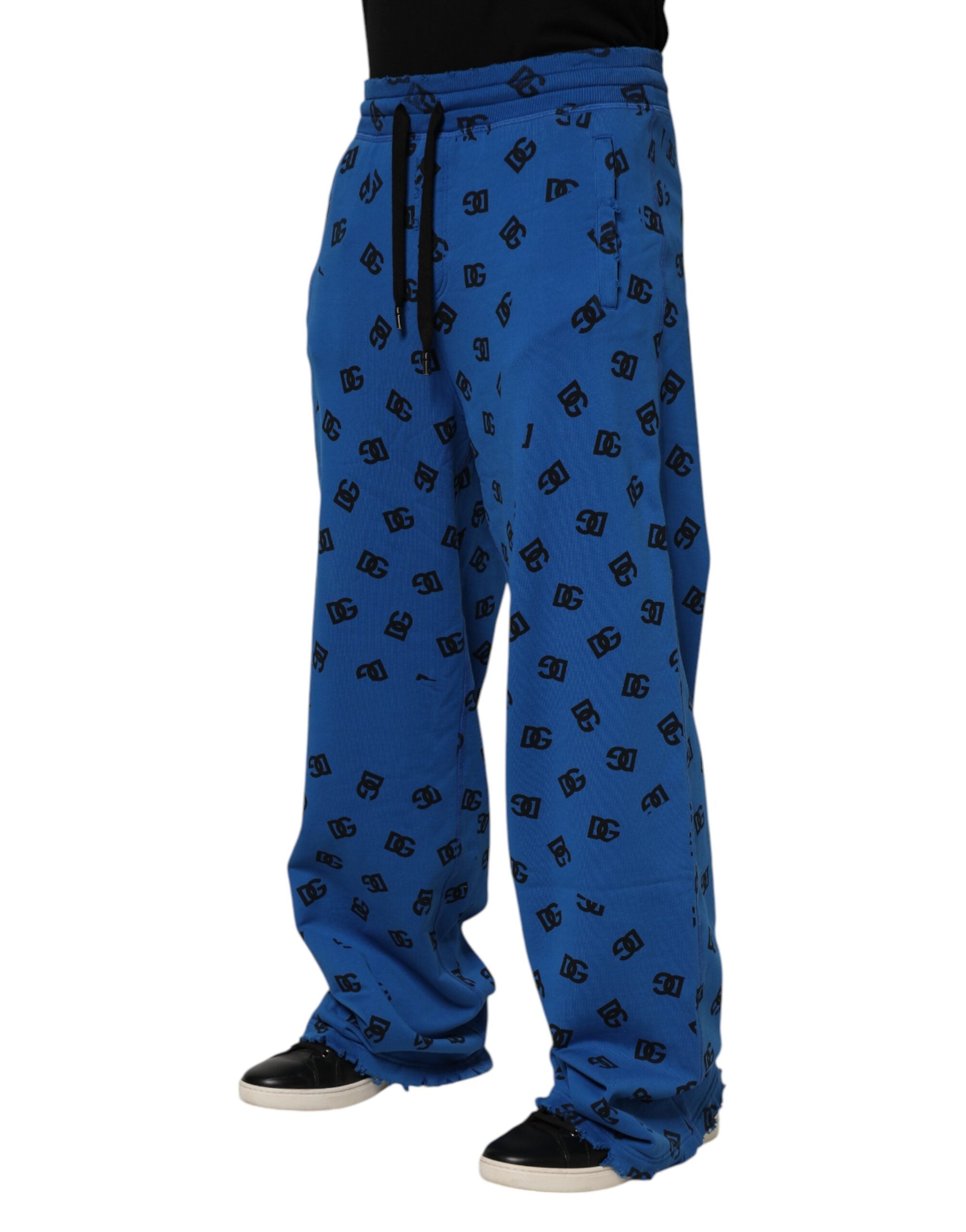 Dolce & Gabbana Blaue Logo-Print-Jogginghose für Männer Sweatpants