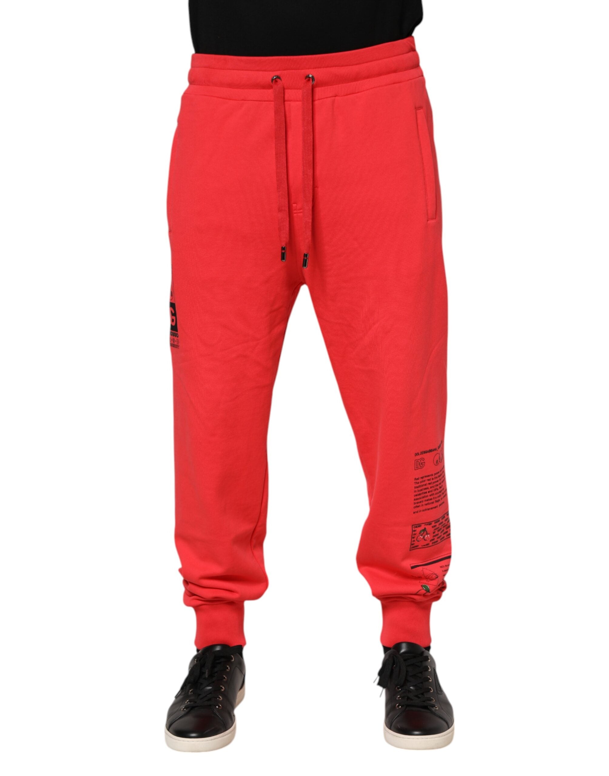Dolce & Gabbana Rote Baumwolle Männer Jogger Sweatpants Hosen