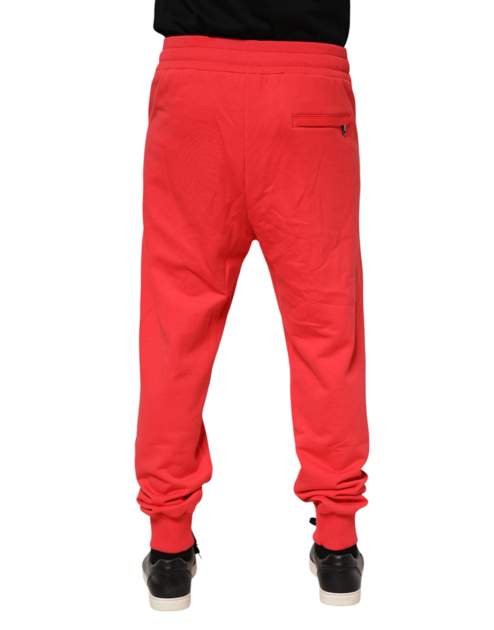 Dolce & Gabbana Rote Baumwolle Männer Jogger Sweatpants Hosen