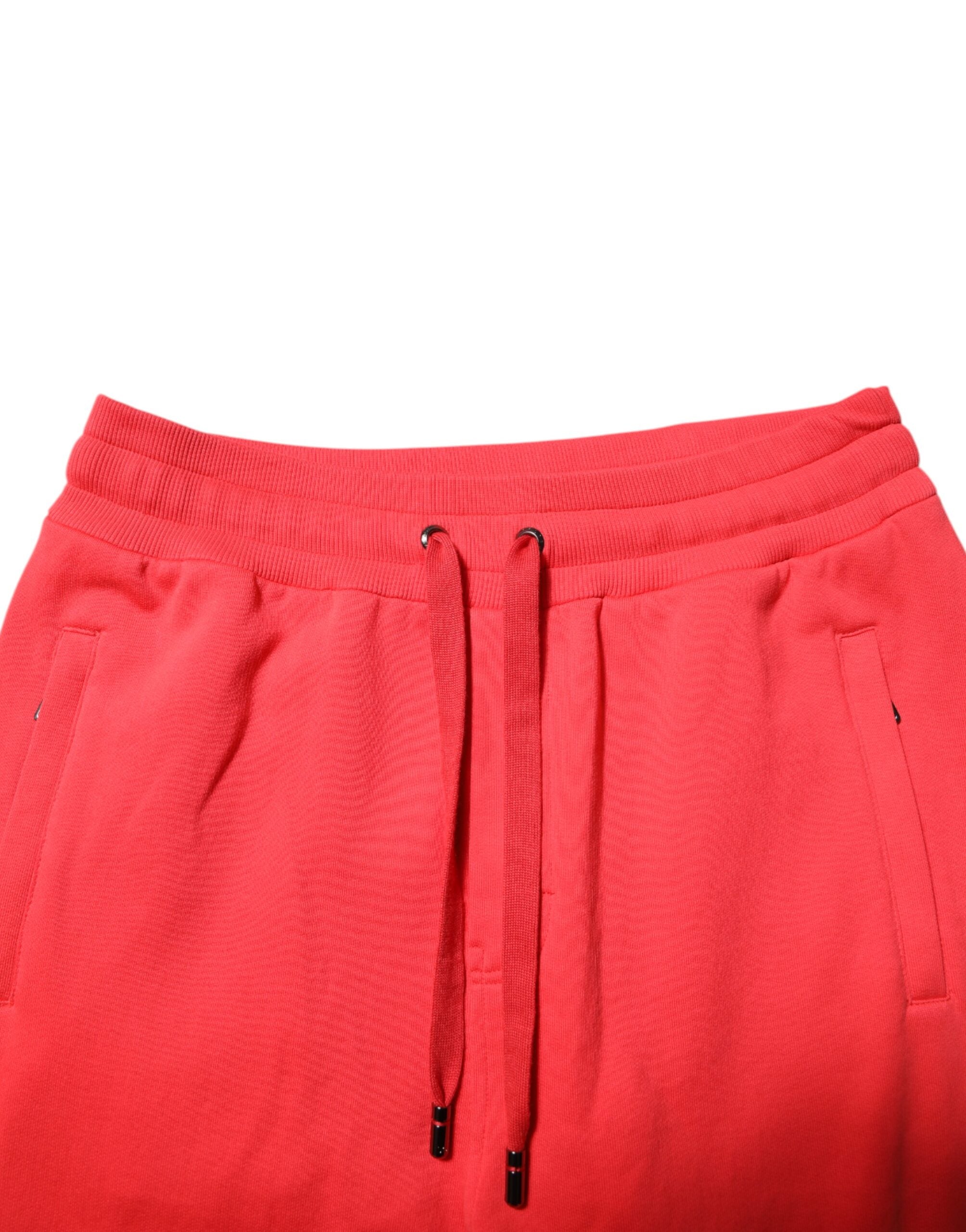Dolce & Gabbana Rote Baumwolle Männer Jogger Sweatpants Hosen