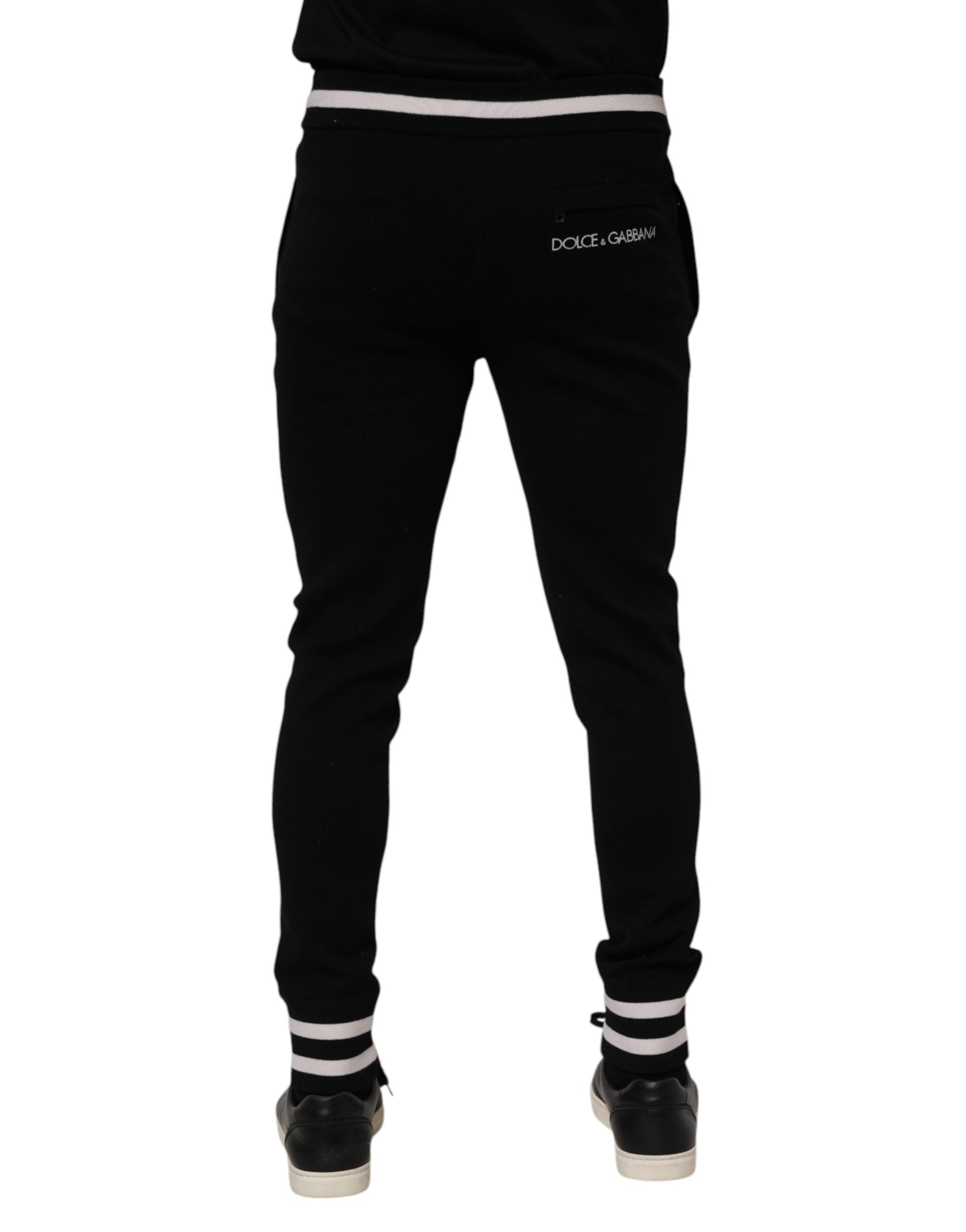 Dolce & Gabbana Schwarz Baumwolle Männer Jogger Sweatpants Hosen