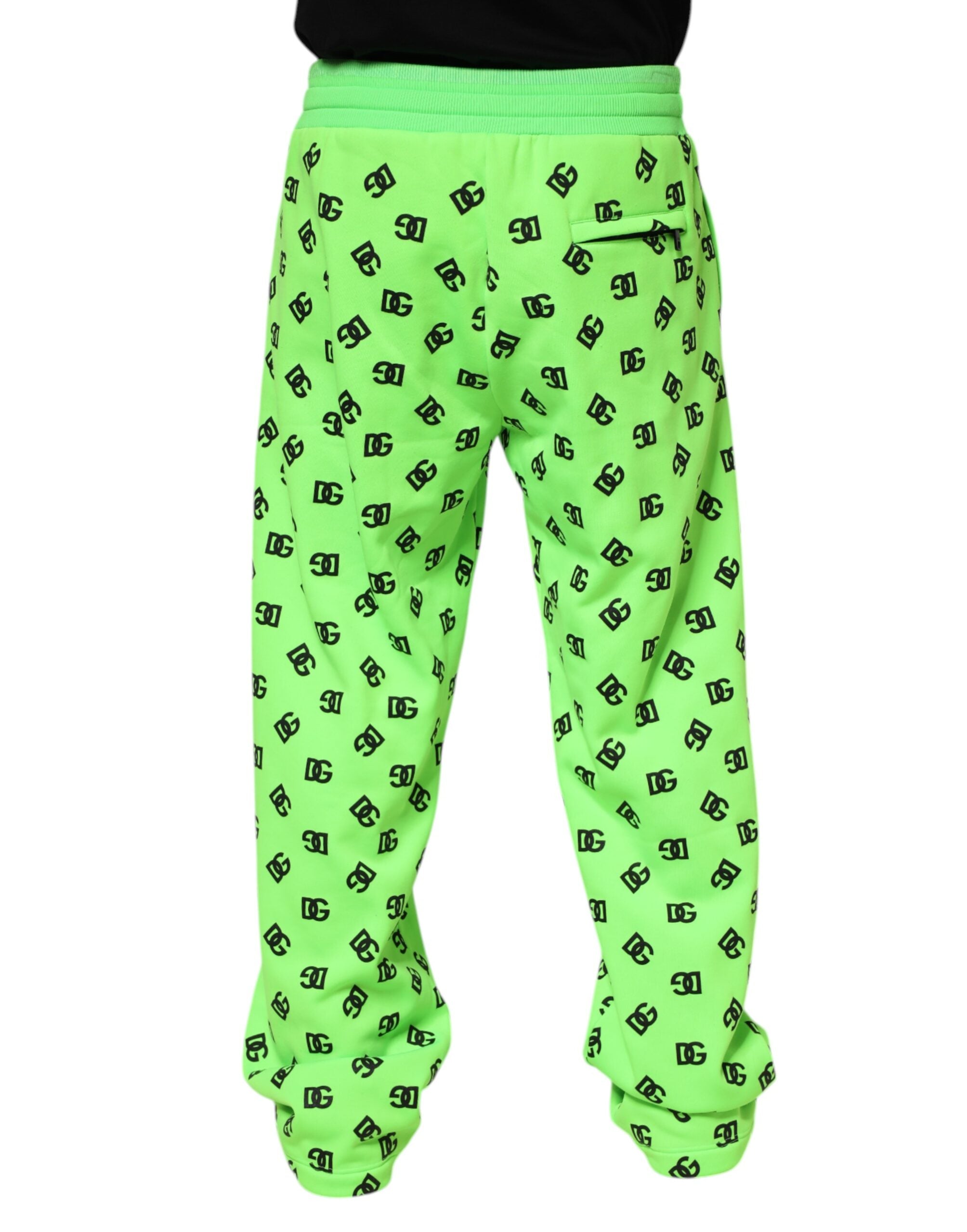 Dolce & Gabbana Grüner Logodruck Jogger Männer Sweatpants Hosen