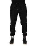Dolce & Gabbana Schwarze Herren-Jogginghose aus Baumwolle mit Logoband