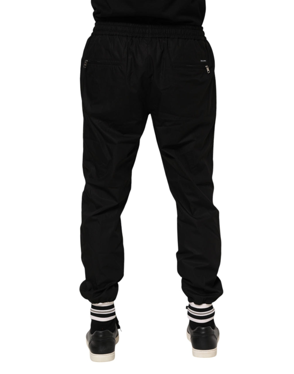 Dolce & Gabbana Schwarze Herren-Jogginghose aus Baumwolle mit Logoband