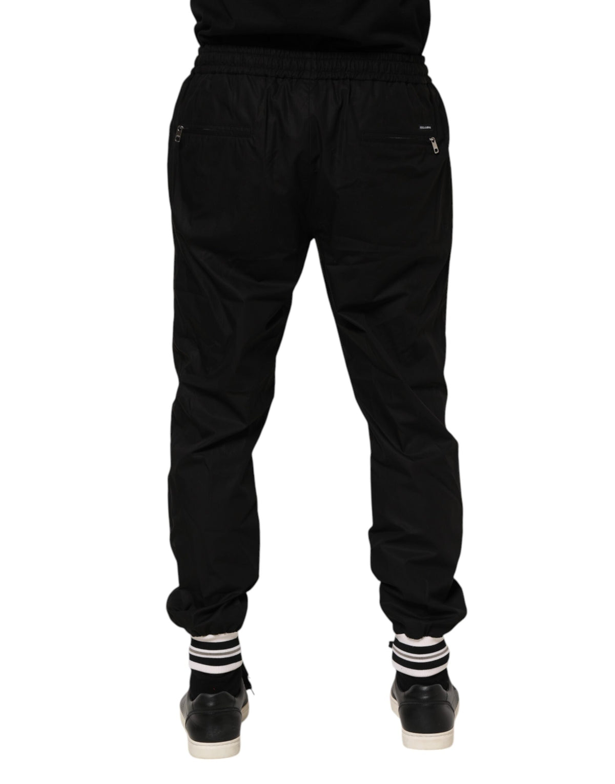 Dolce & Gabbana Schwarze Herren-Jogginghose aus Baumwolle mit Logoband