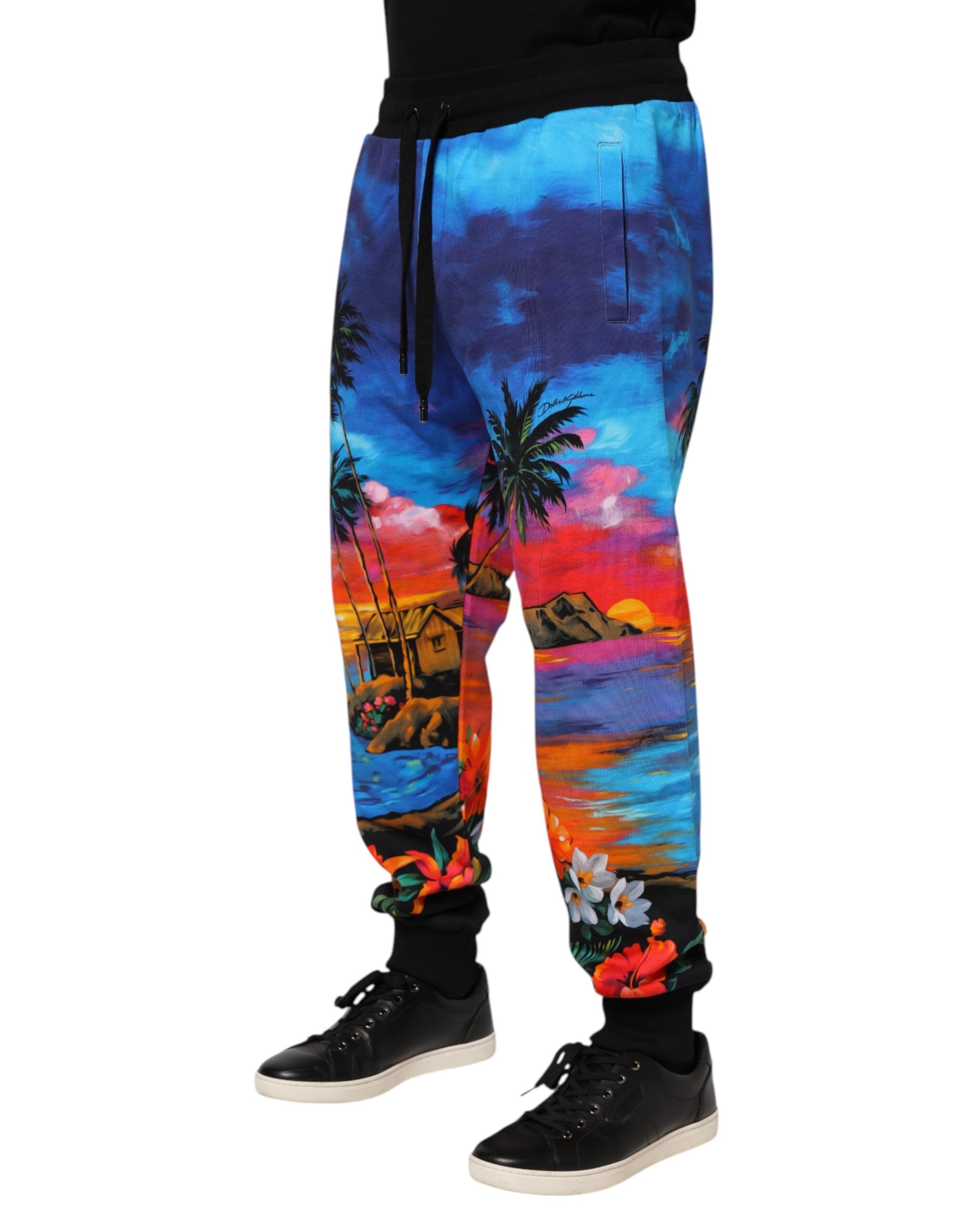Dolce & Gabbana Blaue Jogginghose mit Hawaii-Print Jogginghose
