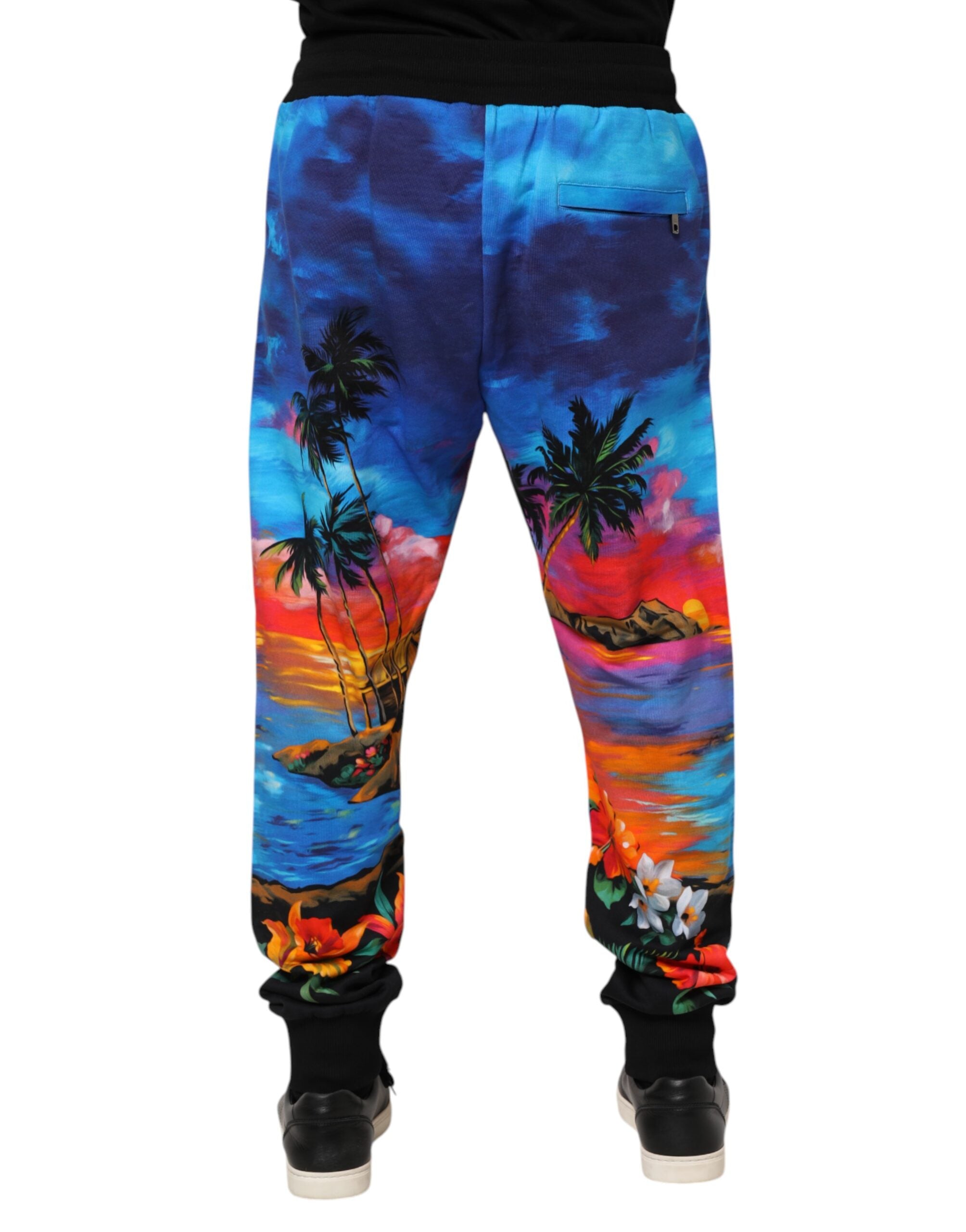 Dolce & Gabbana Blaue Jogginghose mit Hawaii-Print Jogginghose