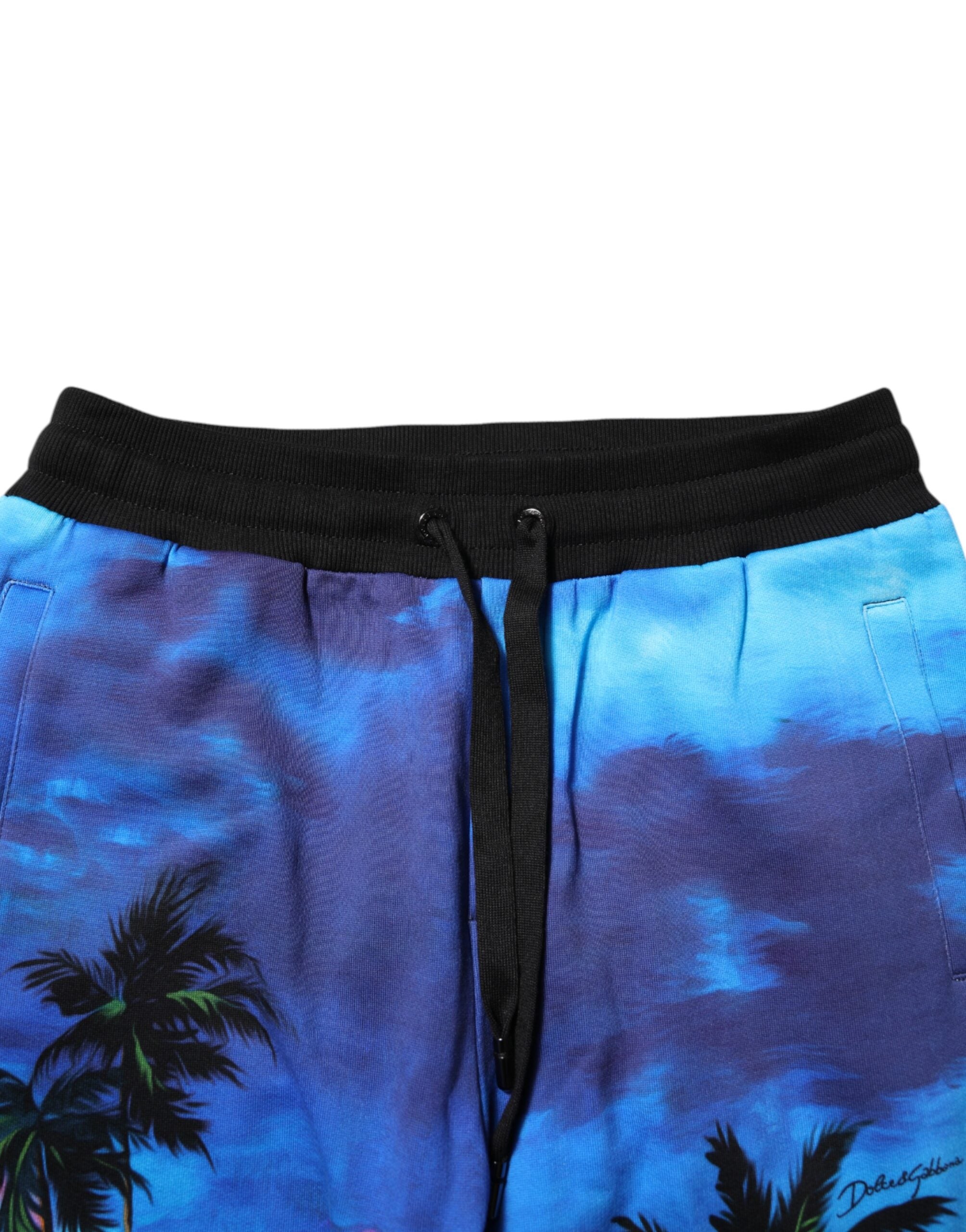 Dolce & Gabbana Blaue Jogginghose mit Hawaii-Print Jogginghose