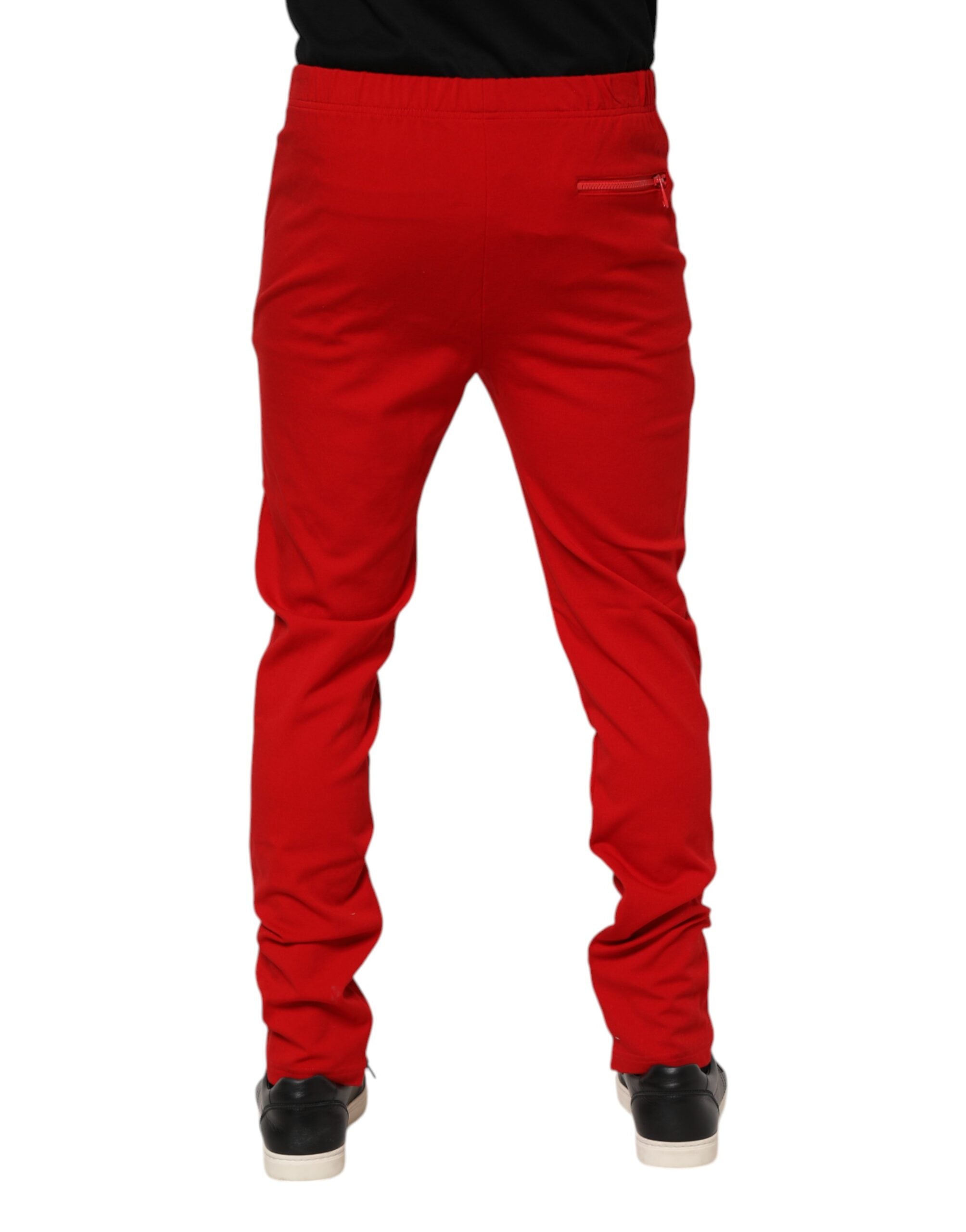 Dolce & Gabbana Rote Viskose Logo Jogger Herren Jogginghosen Hosen