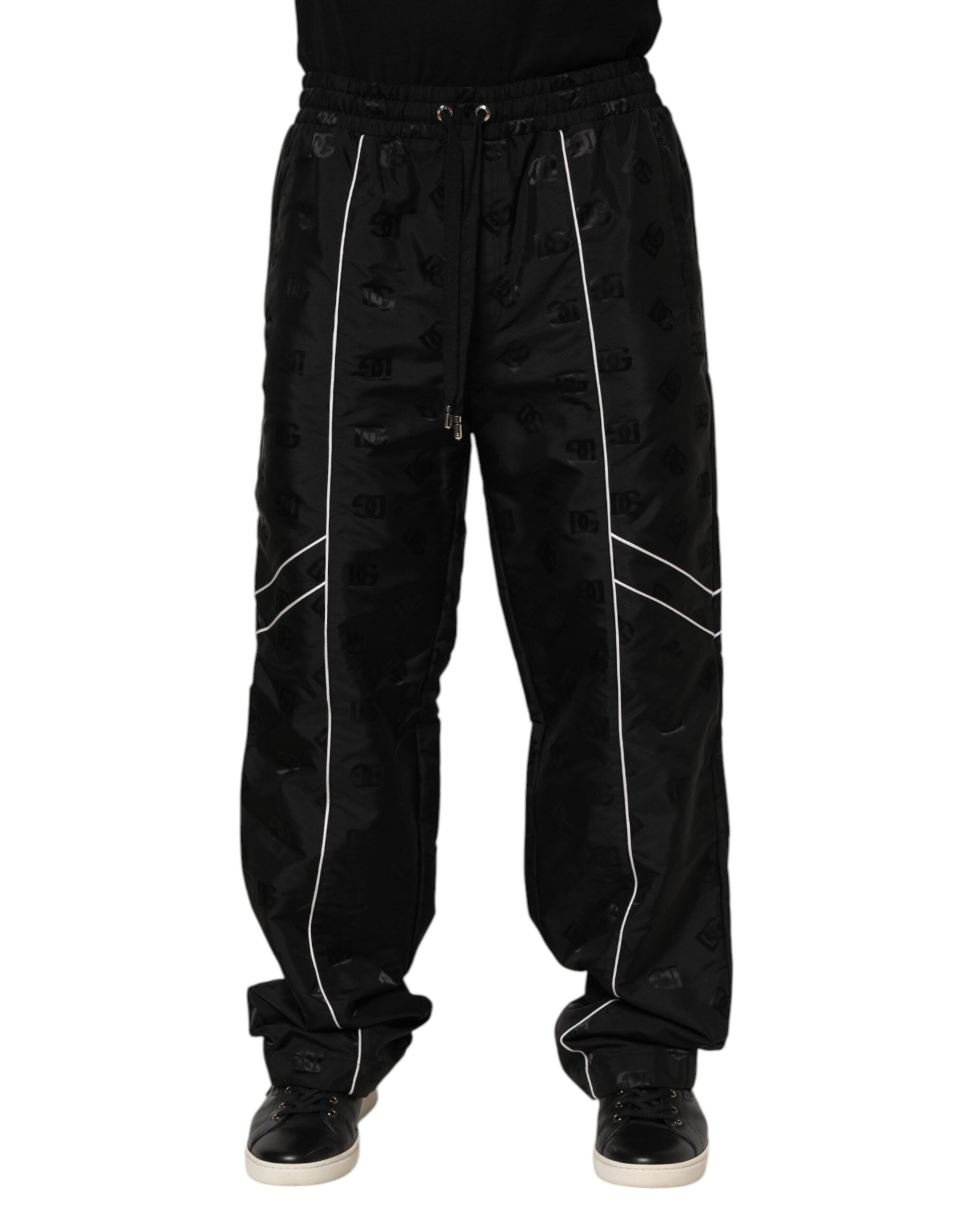 Dolce & Gabbana Schwarze gerade Baumwoll-Jogger-Sweatpants Hose