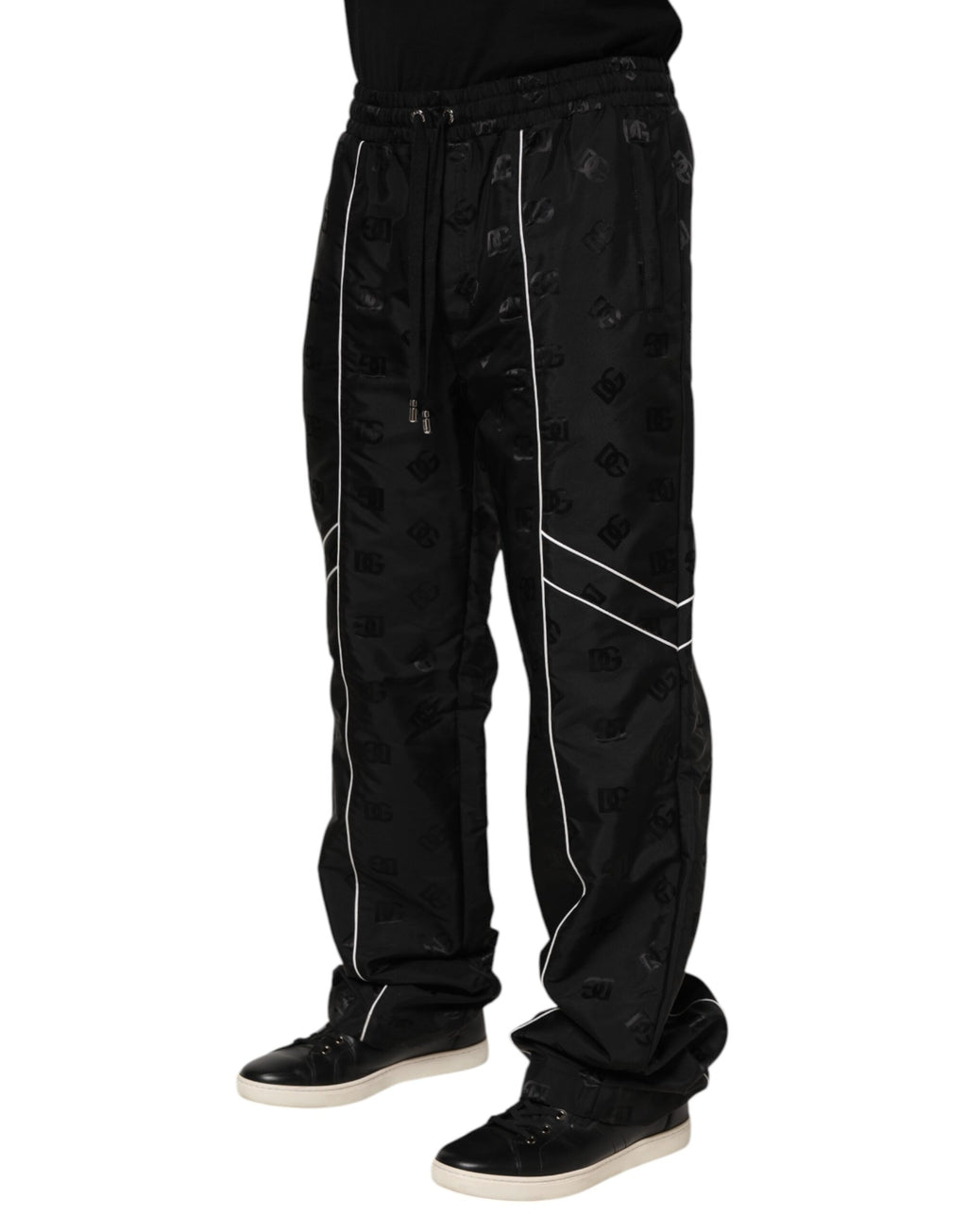Dolce & Gabbana Schwarze gerade Baumwoll-Jogger-Sweatpants Hose