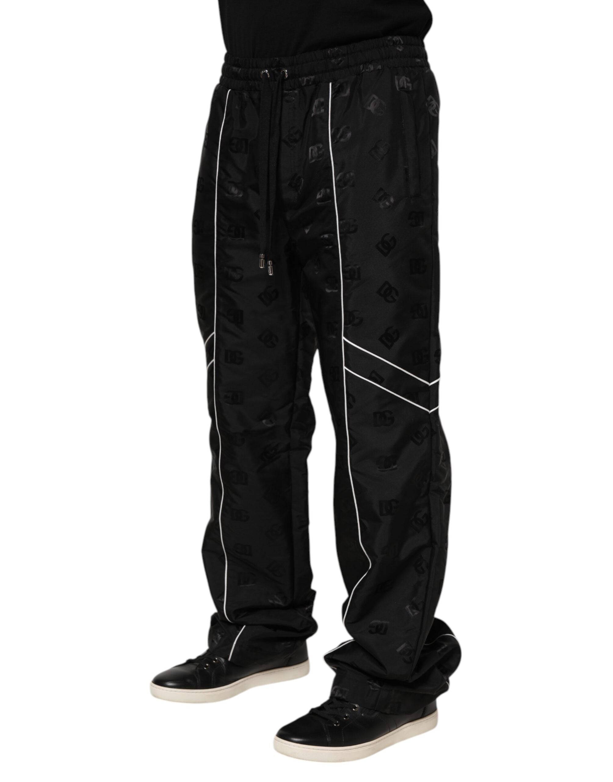 Dolce & Gabbana Schwarze gerade Baumwoll-Jogger-Sweatpants Hose