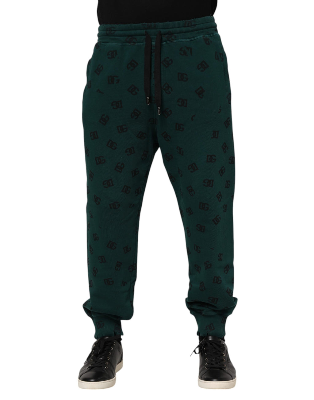 Dolce & Gabbana Grüner Logodruck Jogger Männer Sweatpants Hosen