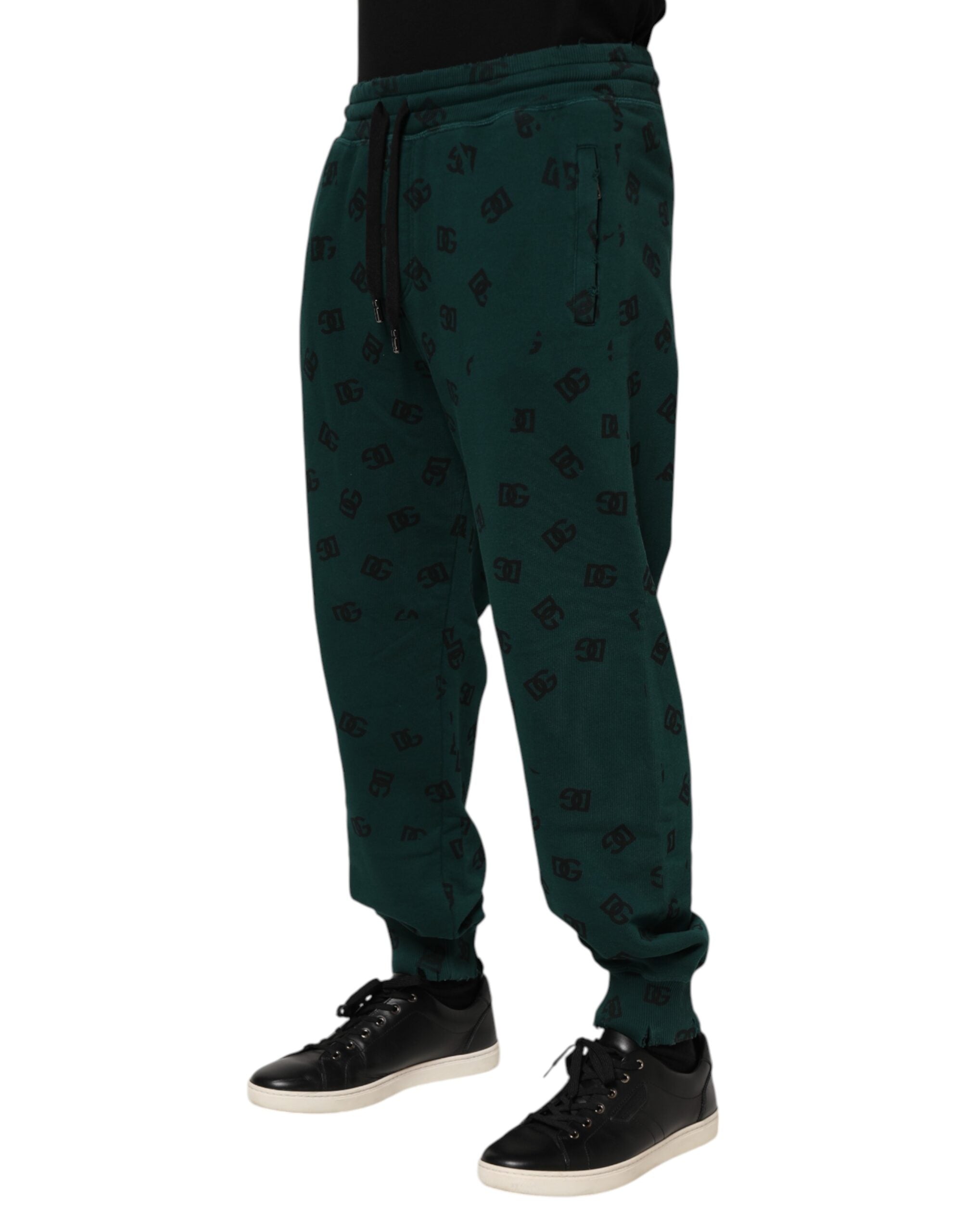 Dolce & Gabbana Grüner Logodruck Jogger Männer Sweatpants Hosen