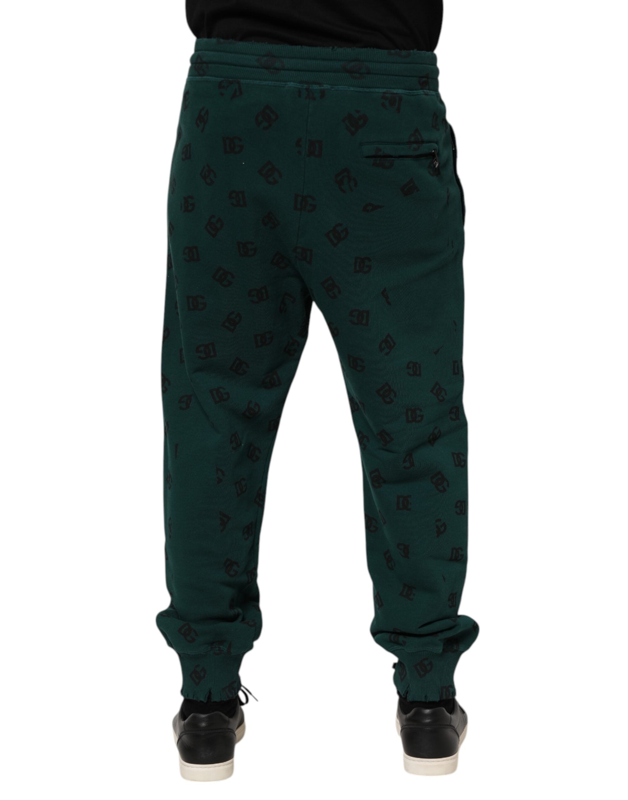 Dolce & Gabbana Grüner Logodruck Jogger Männer Sweatpants Hosen