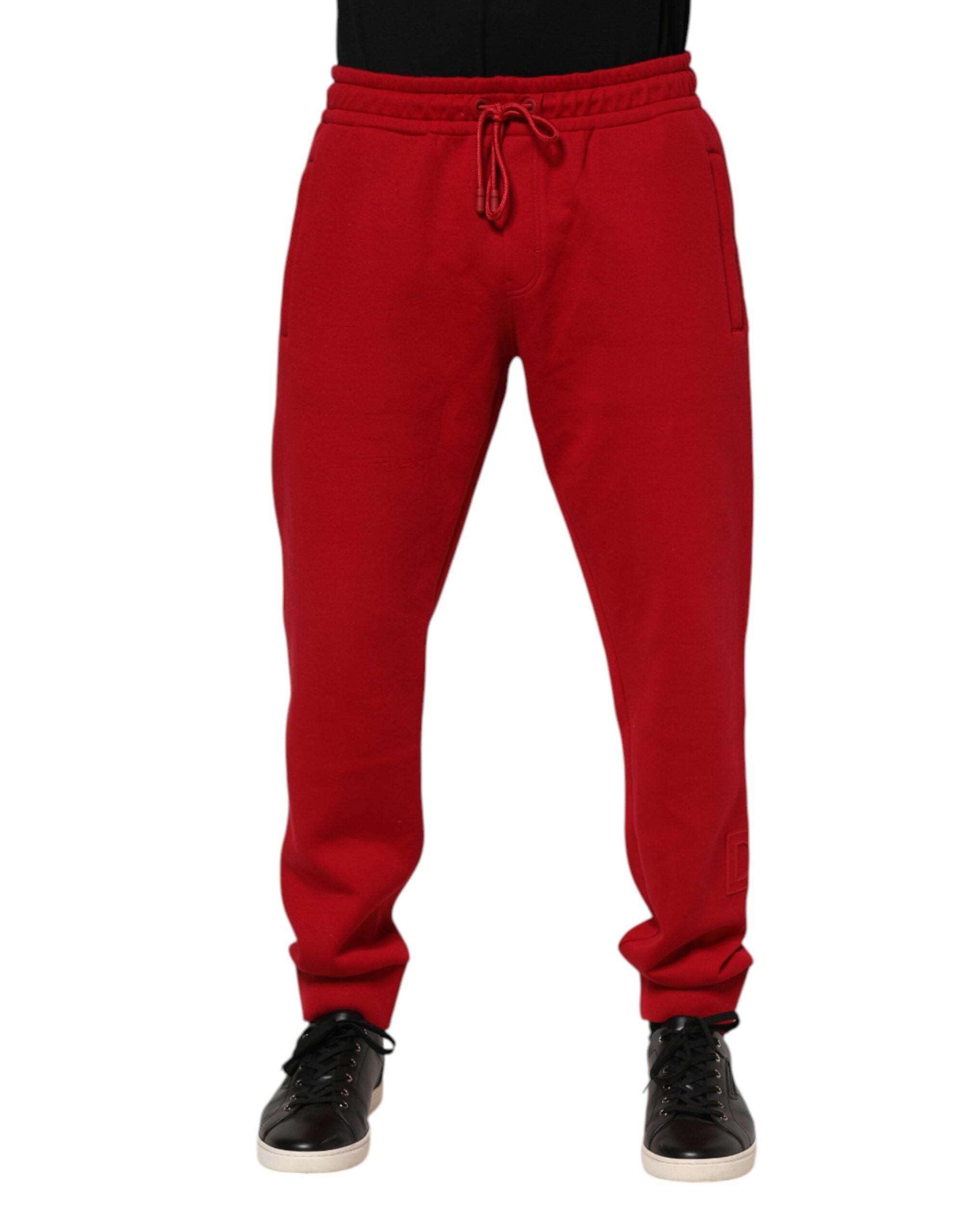 Dolce & Gabbana Rote Baumwolle Logo Jogger Männer Jogginghose