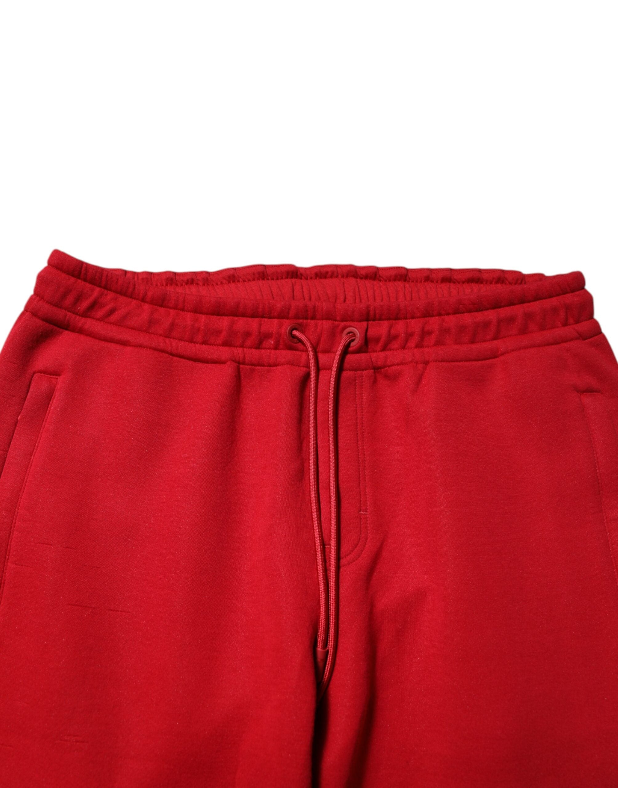 Dolce & Gabbana Rote Baumwolle Logo Jogger Männer Jogginghose