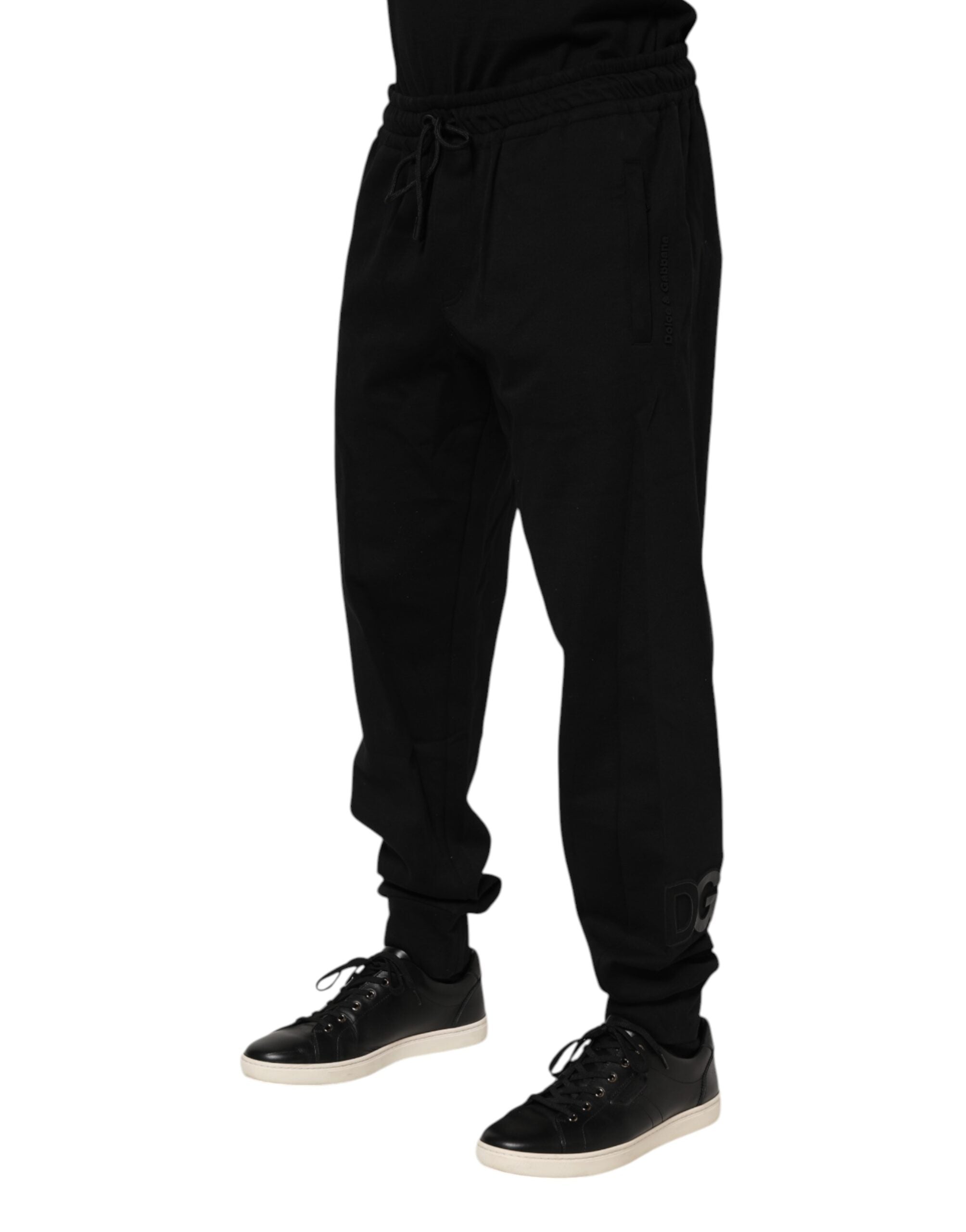 Dolce & Gabbana Schwarz Baumwolle Männer Jogger Sweatpants Hosen