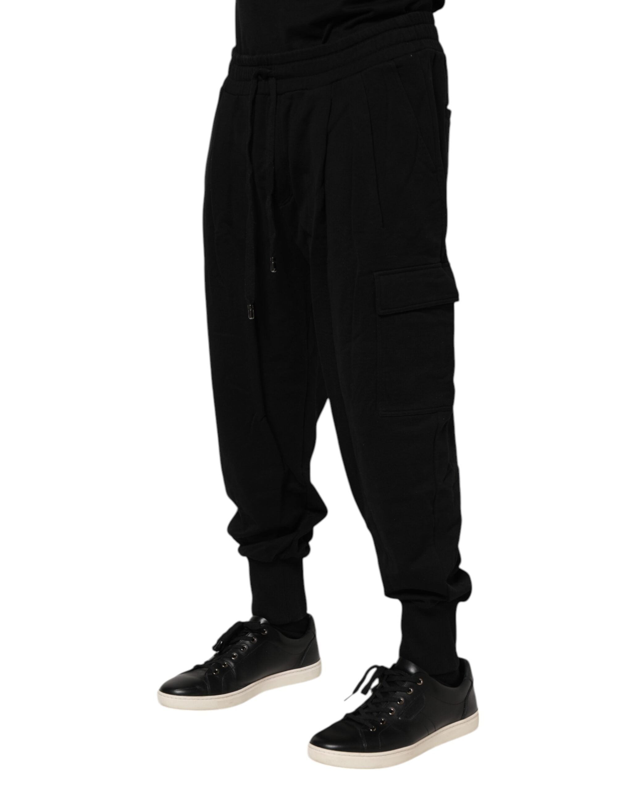Dolce & Gabbana Schwarze Baumwoll-Logo-Jogger-Sweatpants Hose