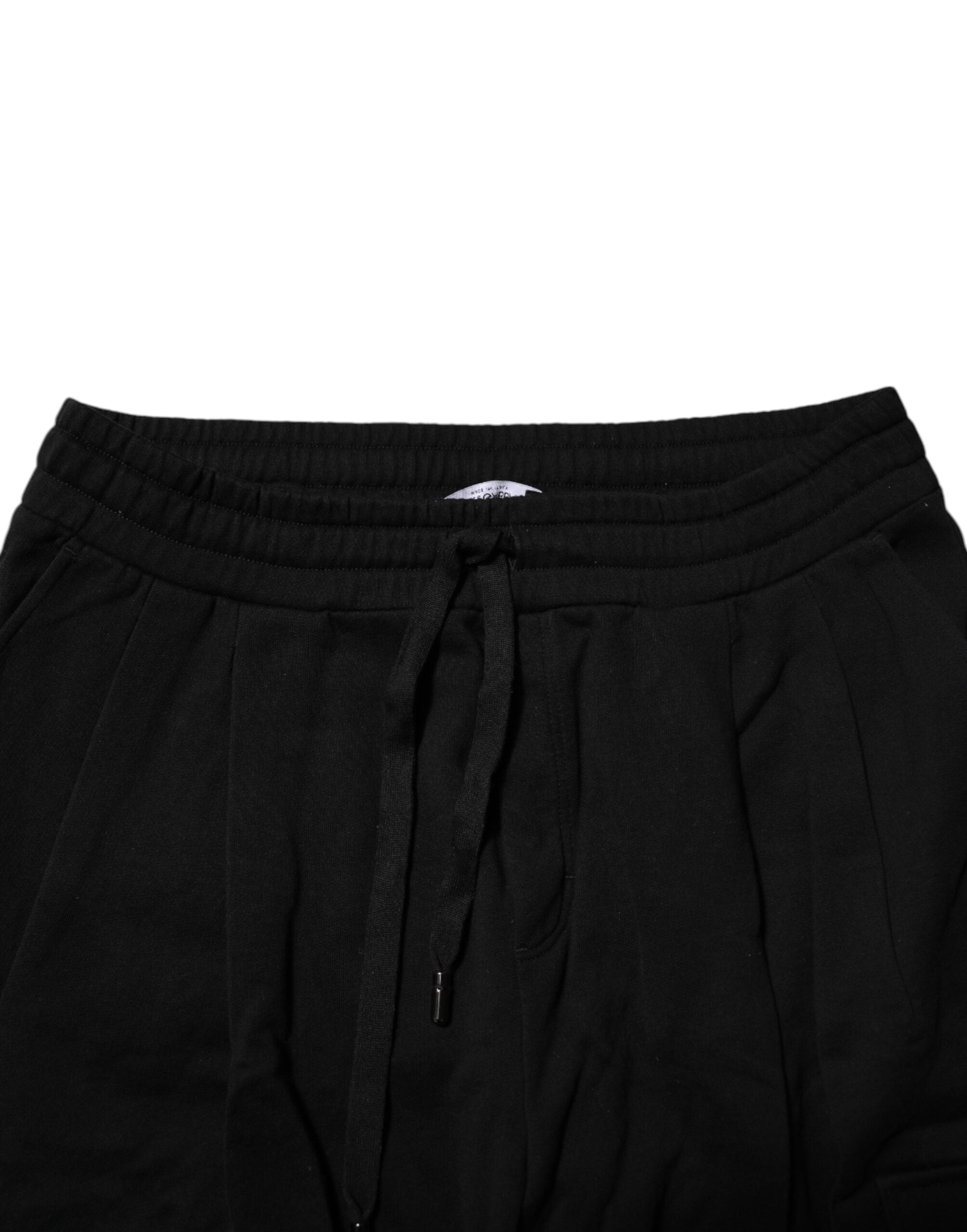 Dolce & Gabbana Schwarze Baumwoll-Logo-Jogger-Sweatpants Hose