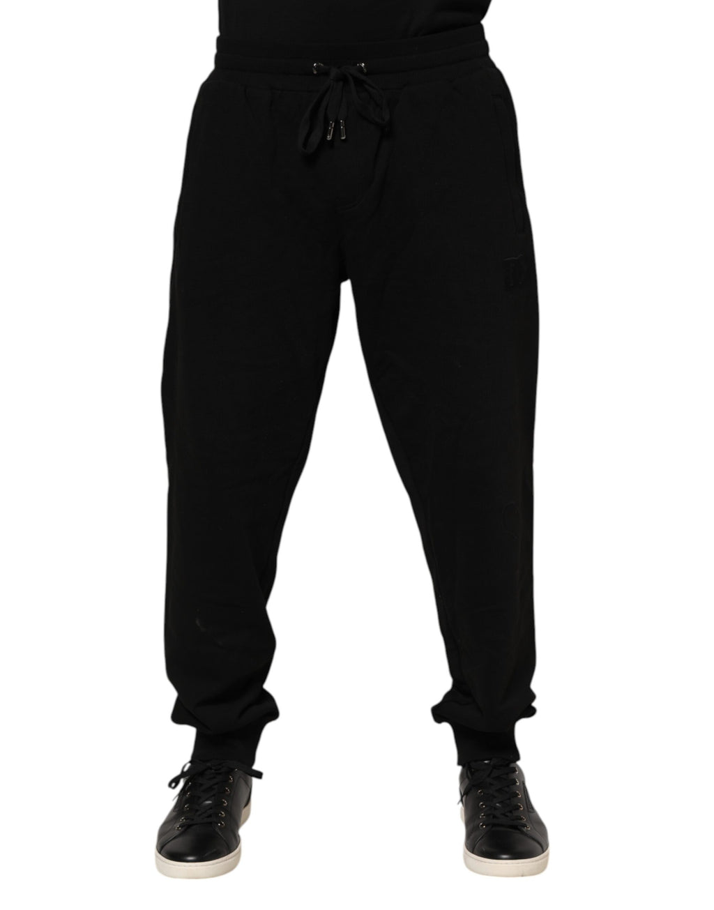 Dolce & Gabbana Schwarzes Baumwoll-Logo-Tape Herren-Jogger-Hose