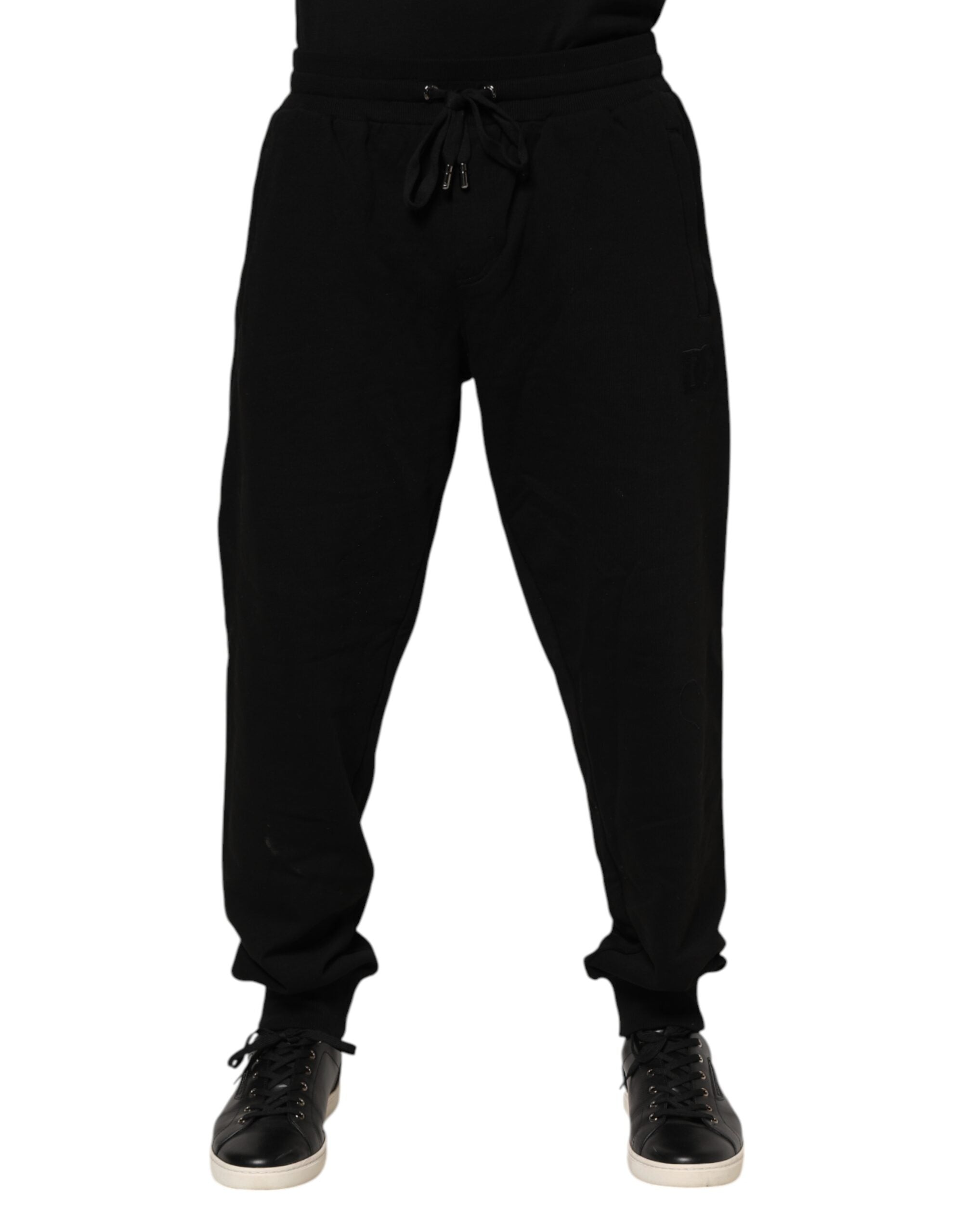 Dolce & Gabbana Schwarzes Baumwoll-Logo-Tape Herren-Jogger-Hose