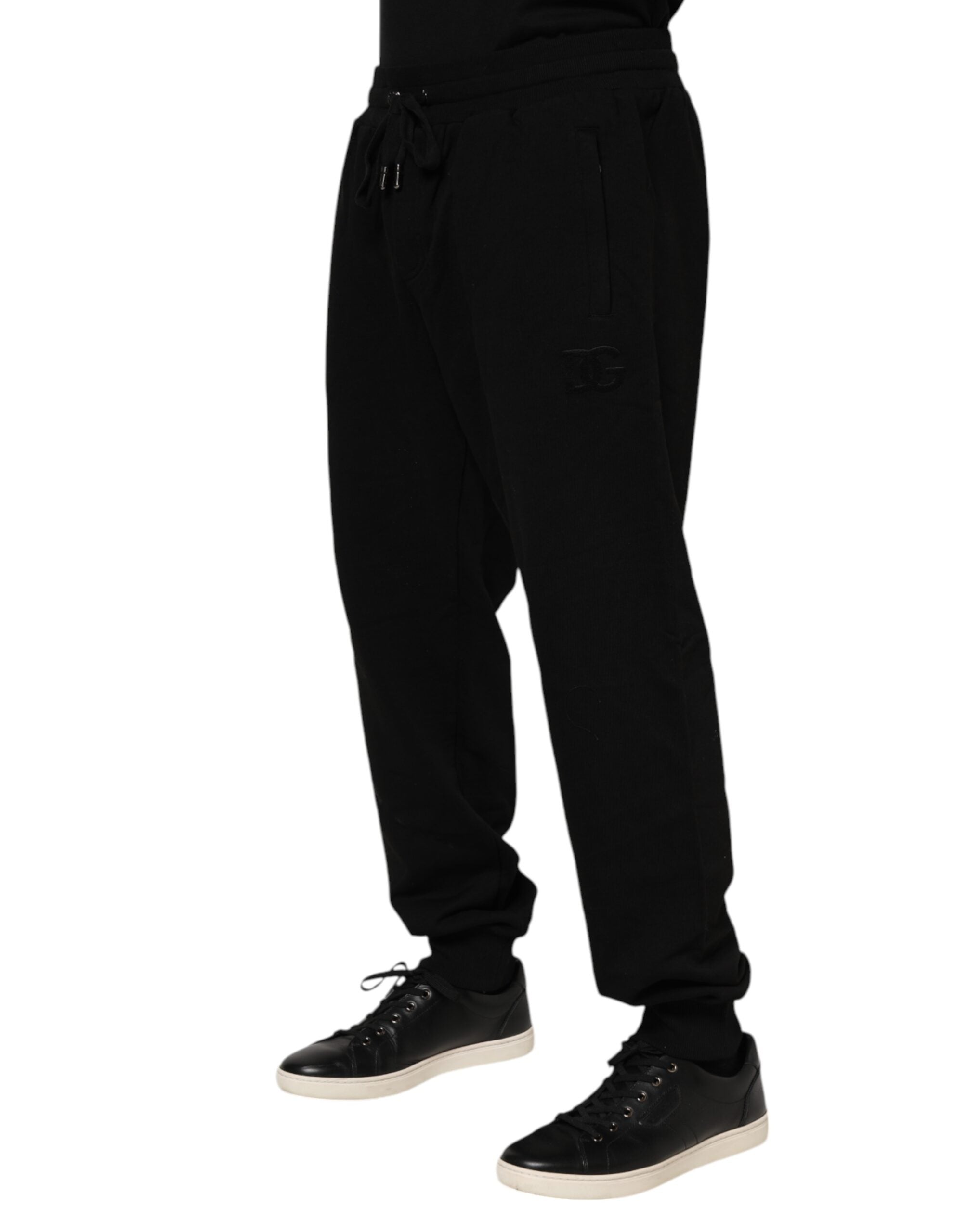 Dolce & Gabbana Schwarzes Baumwoll-Logo-Tape Herren-Jogger-Hose