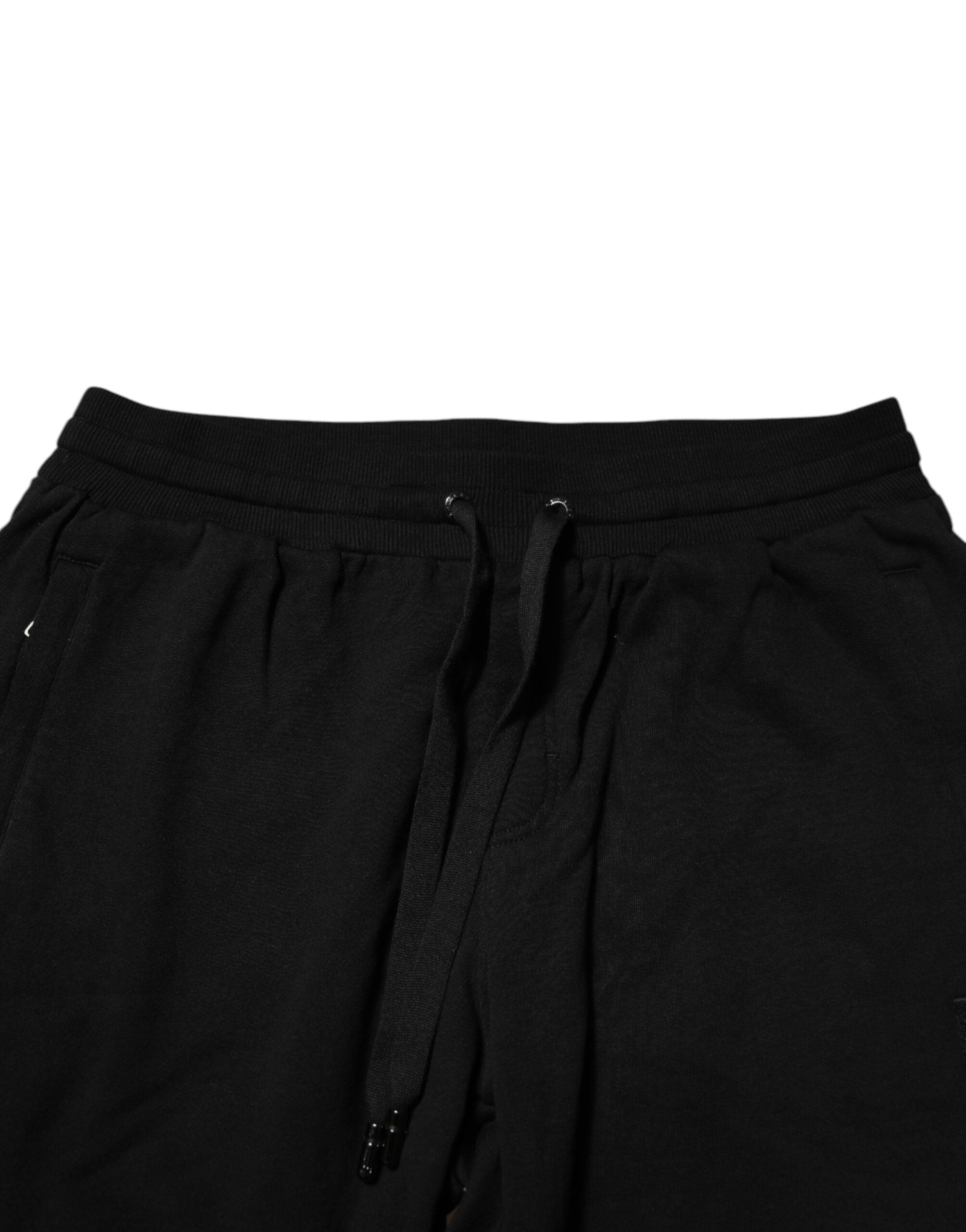 Dolce & Gabbana Schwarzes Baumwoll-Logo-Tape Herren-Jogger-Hose