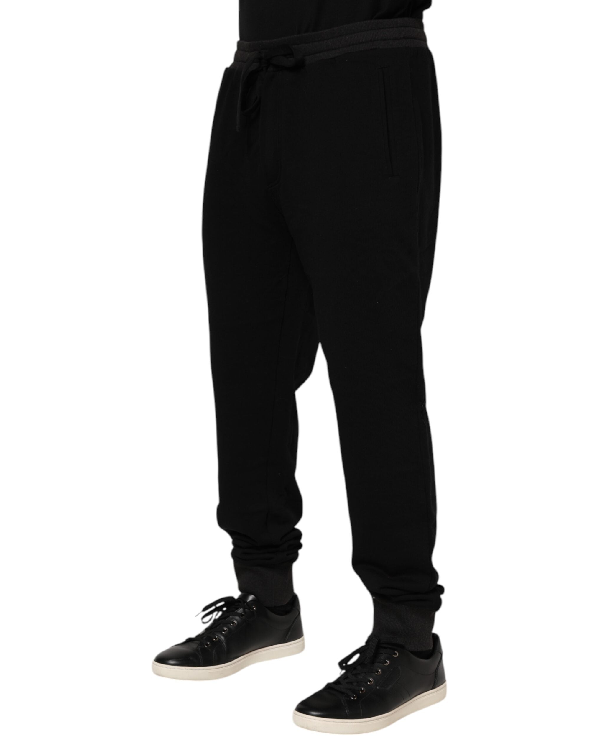 Dolce & Gabbana Schwarze Baumwollkronen-Jogger-Sweatpants-Hose