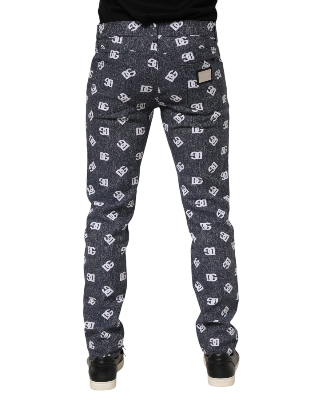 Dolce & Gabbana Dunkelgraue Logo-Baumwoll-Skinny Slim Denim Jeans