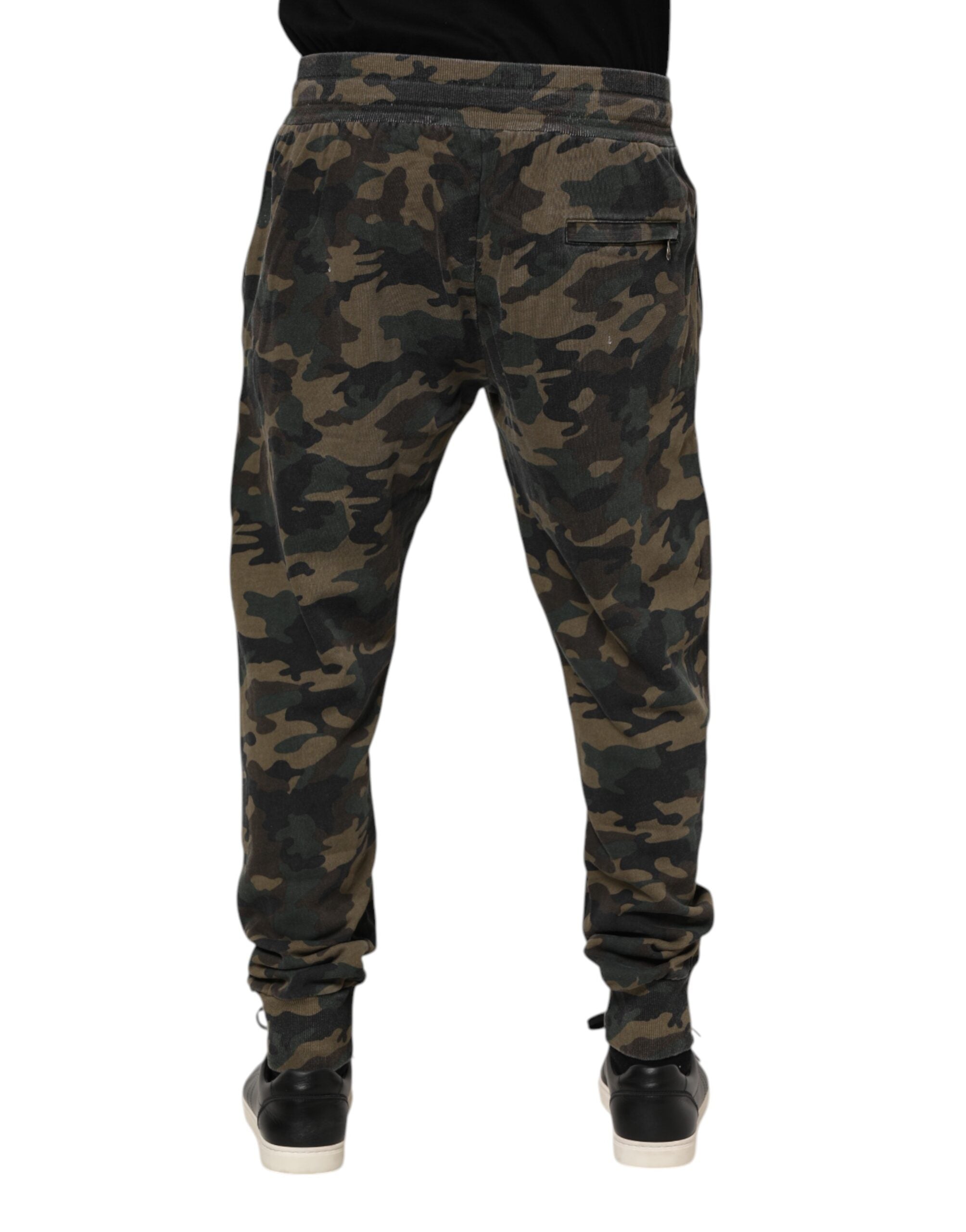 Dolce & Gabbana Braune Camouflage-Baumwoll-Jogger-Hose für Männer