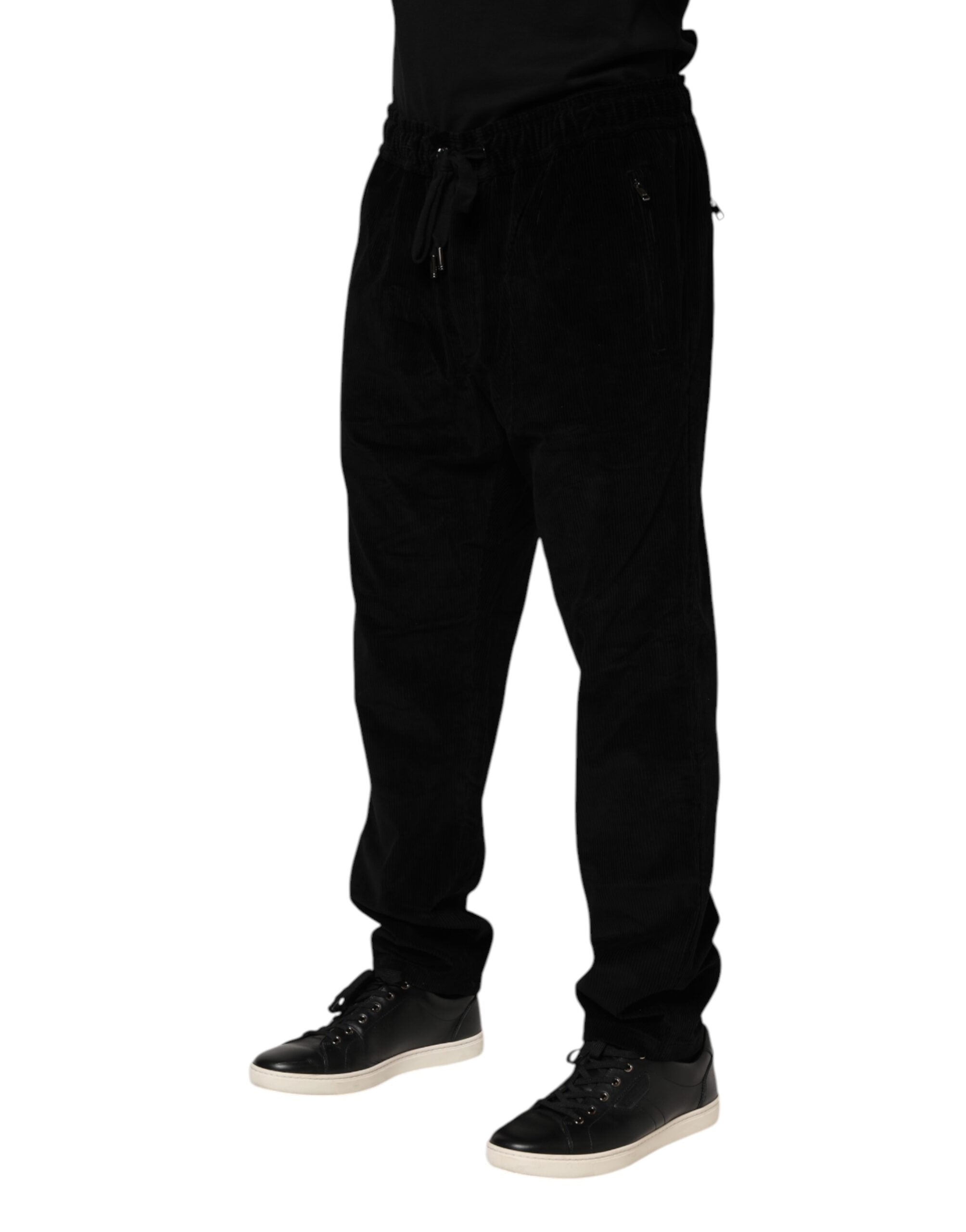 Dolce & Gabbana Schwarz Baumwolle Männer Jogger Sweatpants Hosen