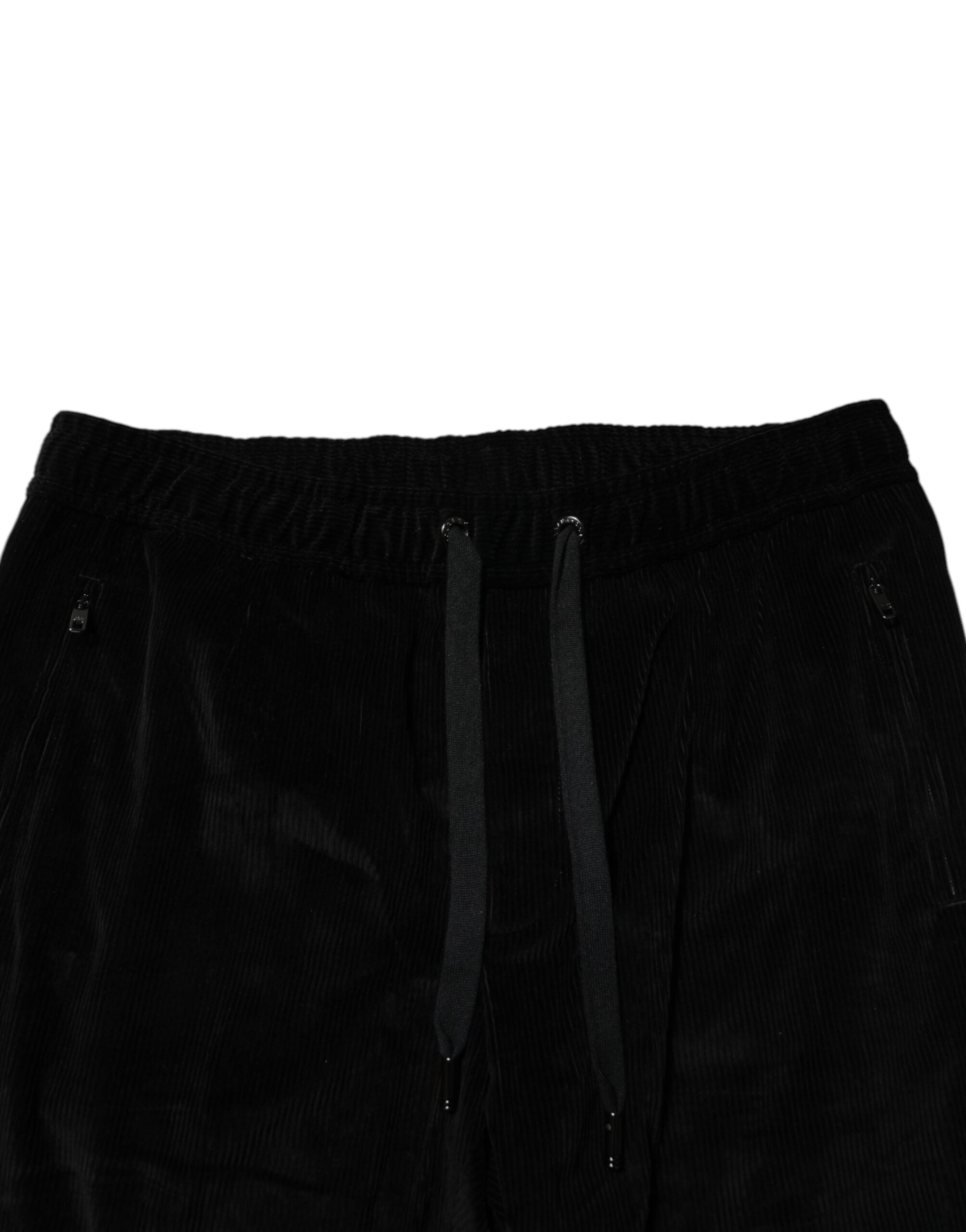 Dolce & Gabbana Schwarz Baumwolle Männer Jogger Sweatpants Hosen
