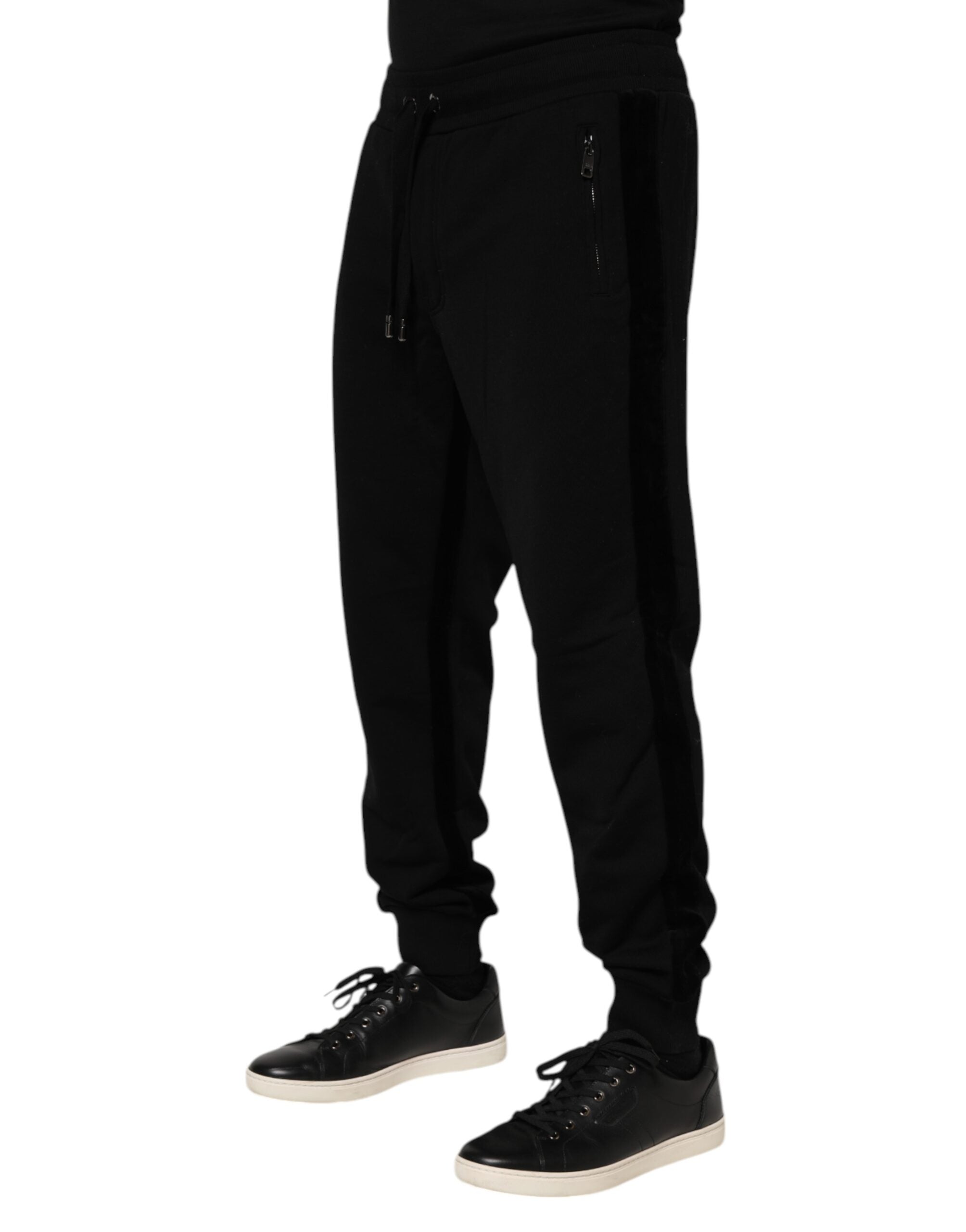 Dolce & Gabbana Schwarz Baumwolle Männer Jogger Sweatpants Hosen