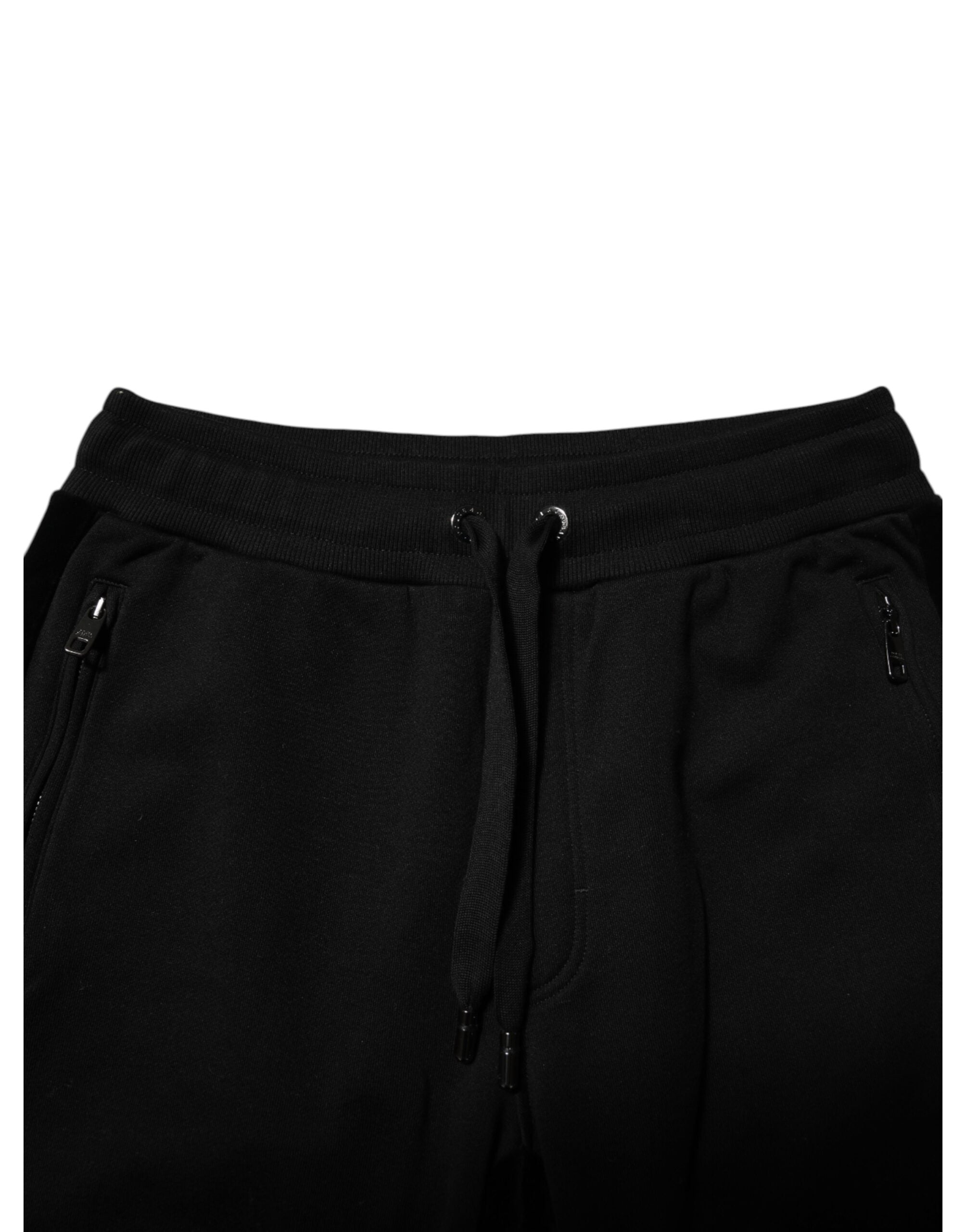 Dolce & Gabbana Schwarz Baumwolle Männer Jogger Sweatpants Hosen