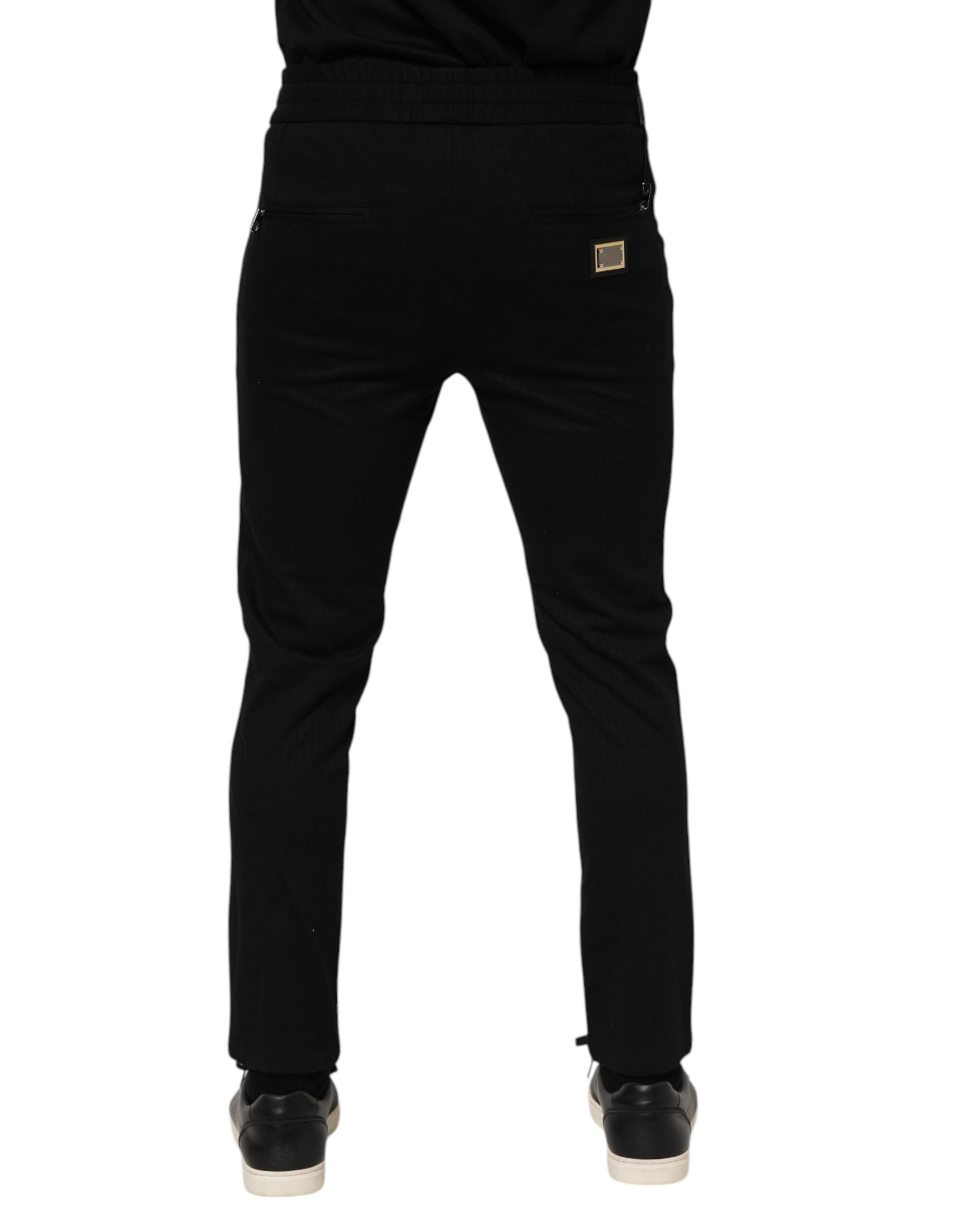 Dolce & Gabbana Schwarze Viskose Kordelzug Herren Jogger Hose
