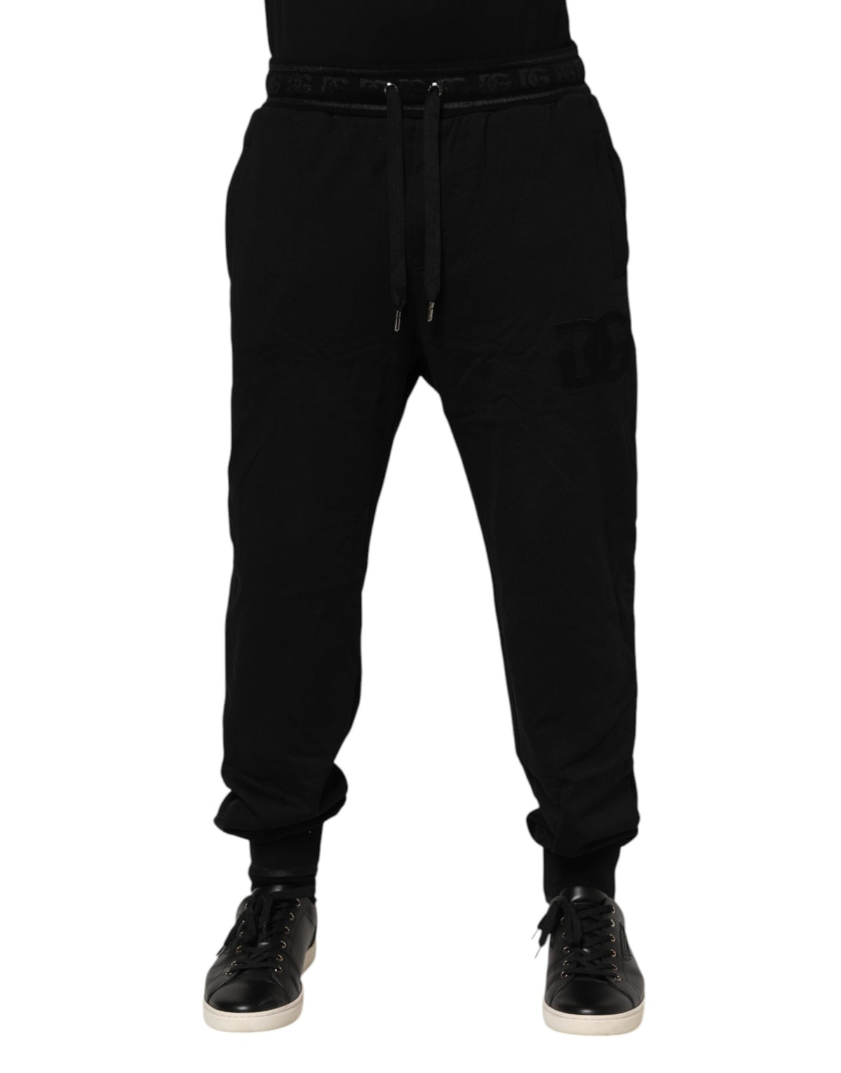Dolce & Gabbana Black Cotton Drawstring Jogger Pants