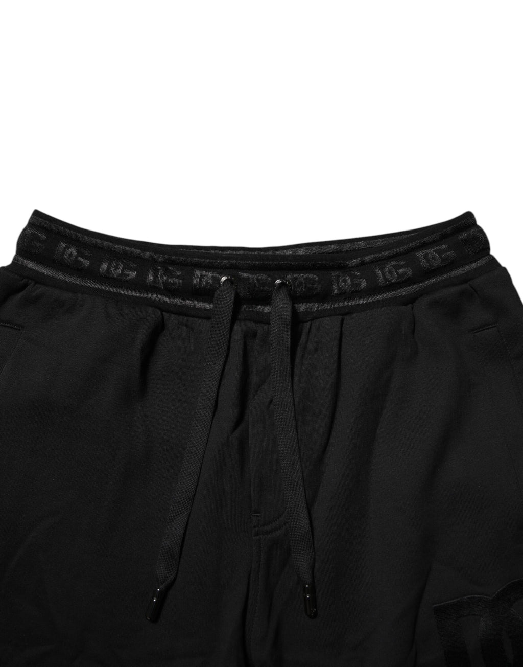 Dolce & Gabbana Schwarze Baumwoll-Jogger-Hose mit Kordelzug