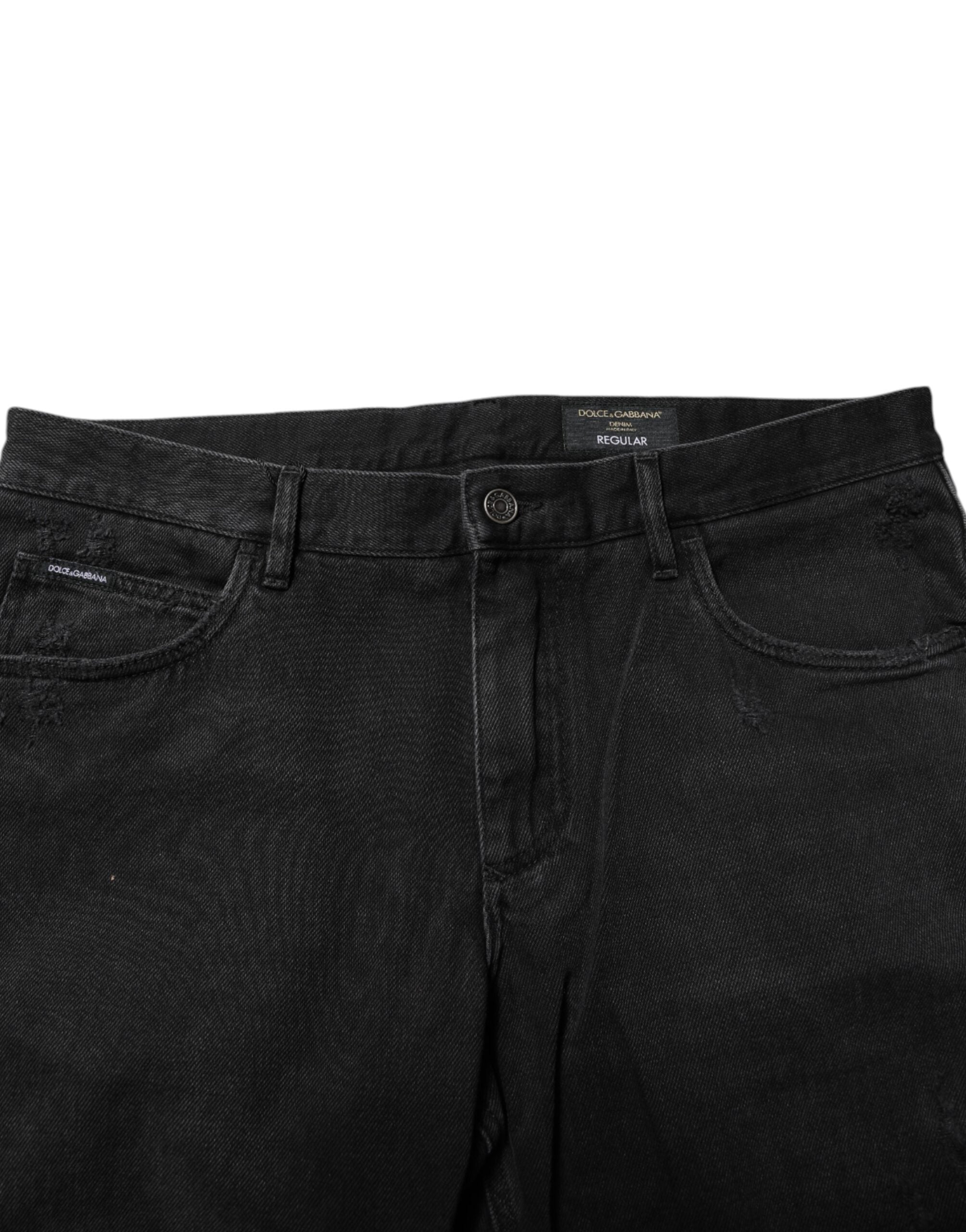 Dolce & Gabbana Schwarze Baumwoll-Logo-Plakette Skinny Denim Jeans
