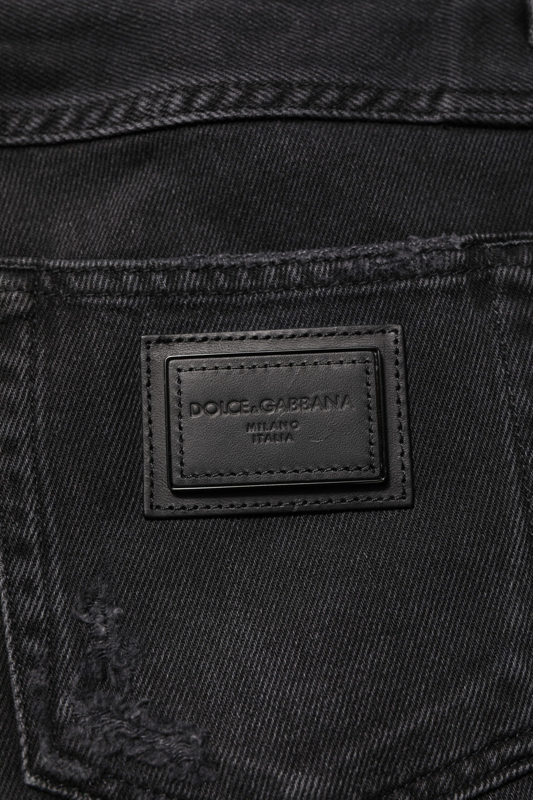 Dolce & Gabbana Schwarze Baumwoll-Logo-Plakette Skinny Denim Jeans