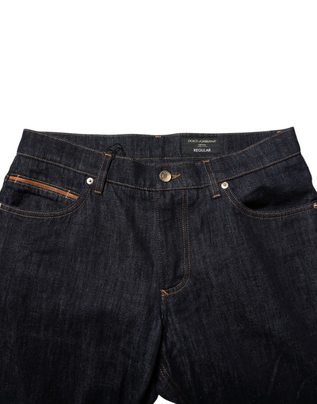 Dolce & Gabbana Dunkelblaue Baumwolle Logo Plaque Männer Denim Jeans
