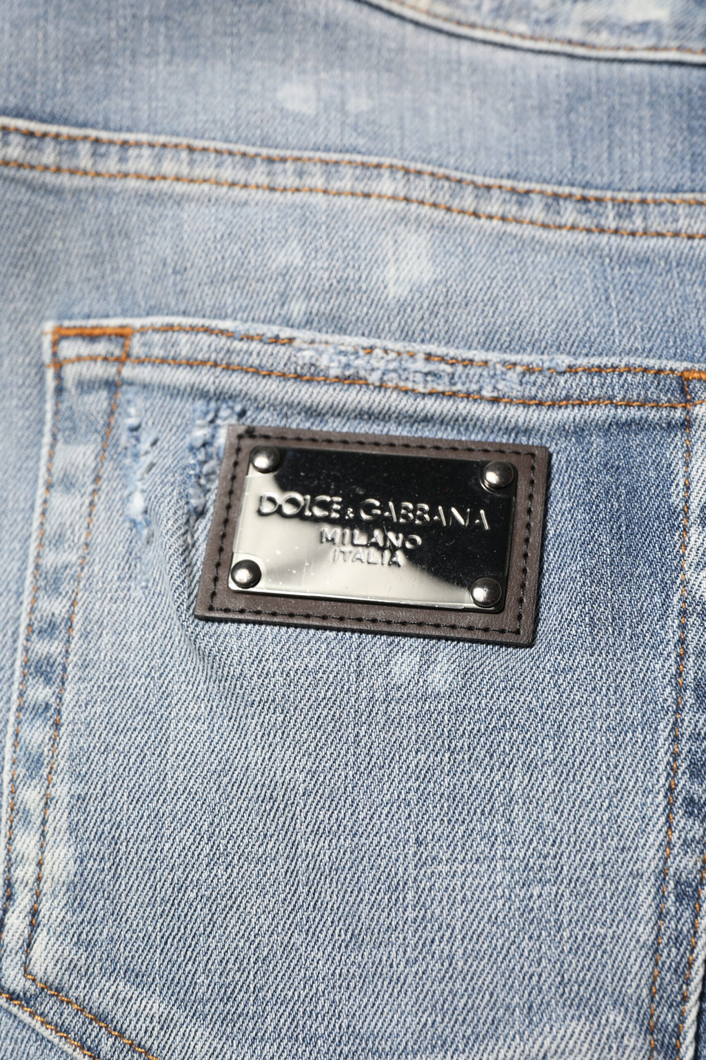 Dolce & Gabbana Blaue Baumwolle zerfleddert Slim Fit Herren Denim Jeans