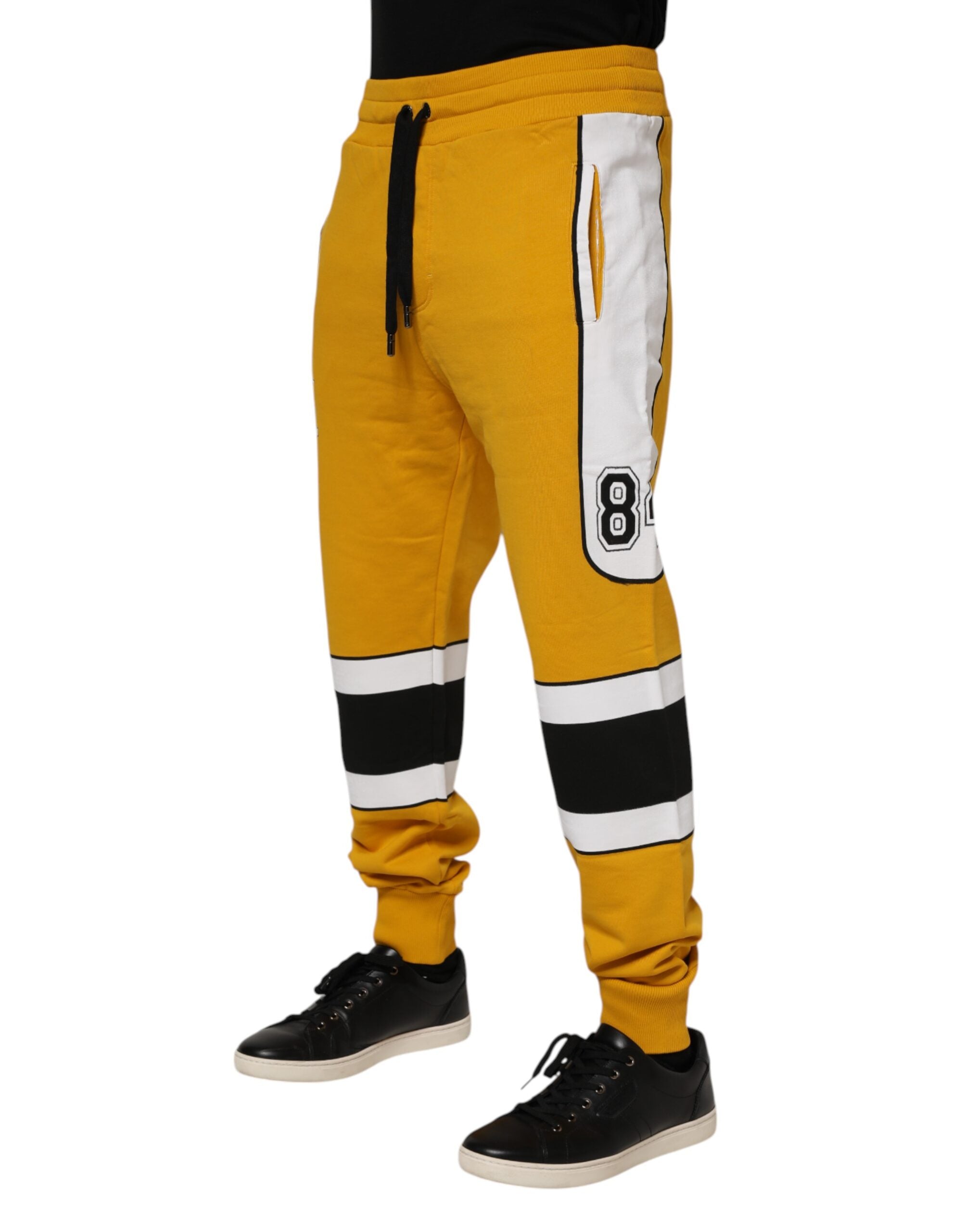 Dolce & Gabbana Gelbe Baumwoll-Logo-Jogger-Sweatpants Hose