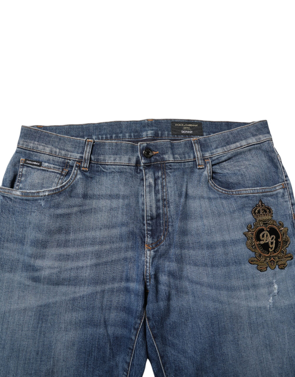Dolce & Gabbana Blaue Denim-Jeans mit Logo-Stickerei