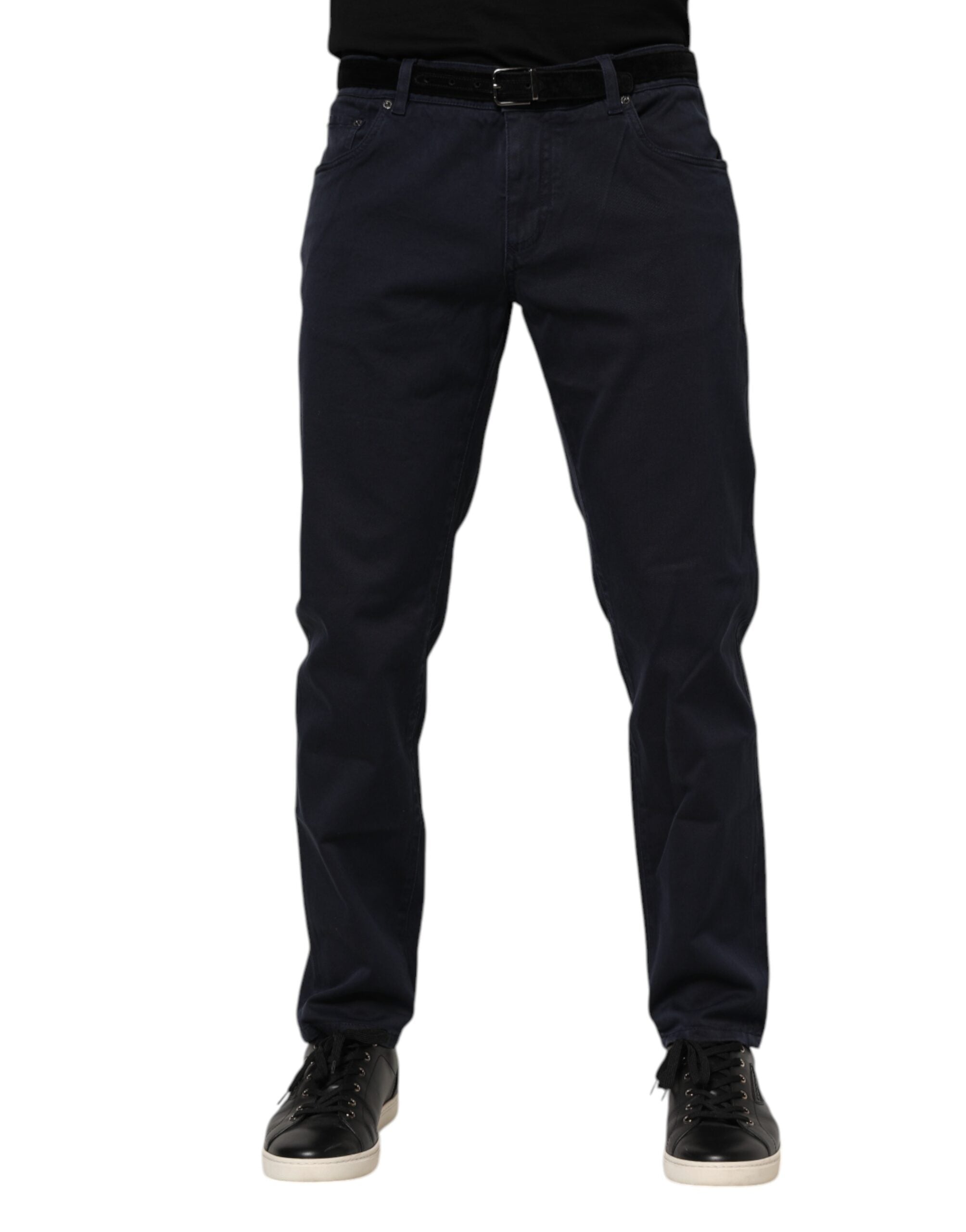 Dolce & Gabbana Blaue konisch zulaufende Denim-Jeans aus Baumwolle