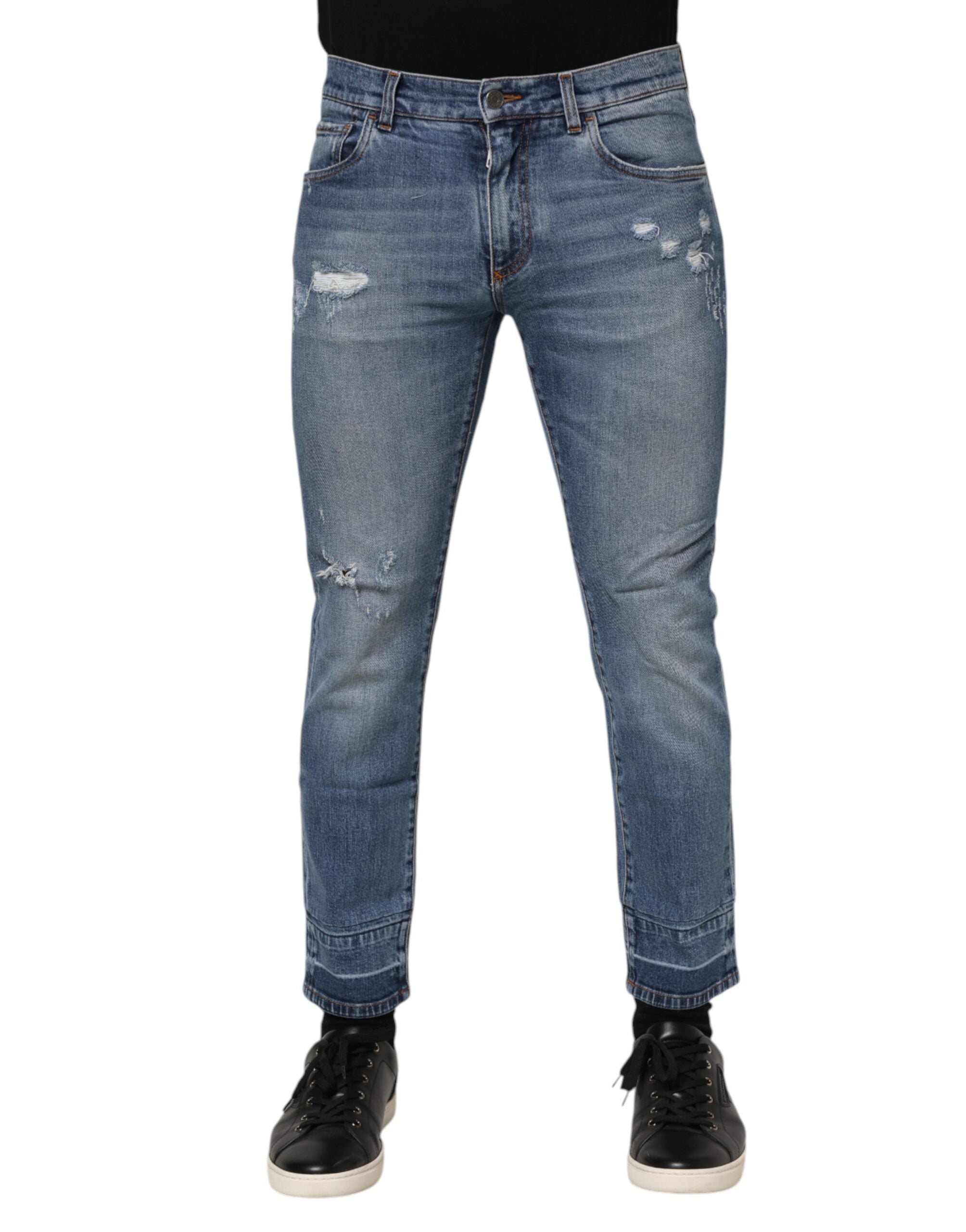 Dolce & Gabbana Blaue Baumwoll-Logo-Plakette COMFORT Denim-Jeans