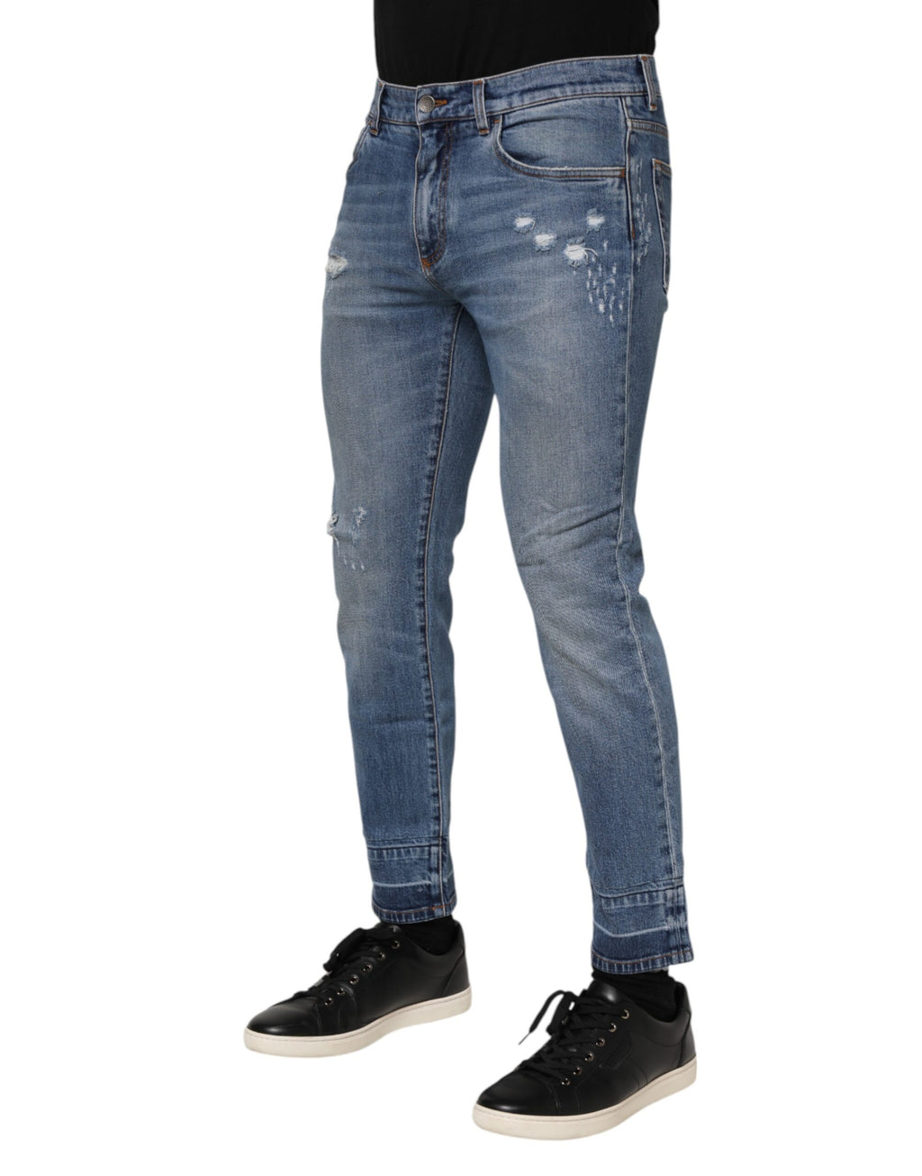 Dolce & Gabbana Blaue Baumwoll-Logo-Plakette COMFORT Denim-Jeans