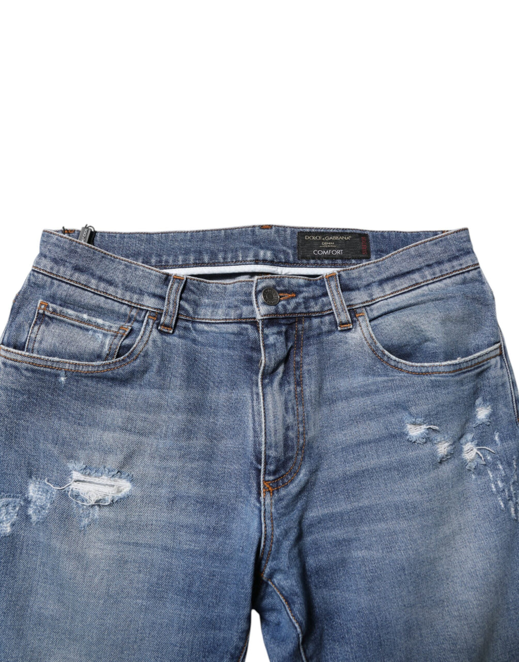 Dolce & Gabbana Blaue Baumwoll-Logo-Plakette COMFORT Denim-Jeans
