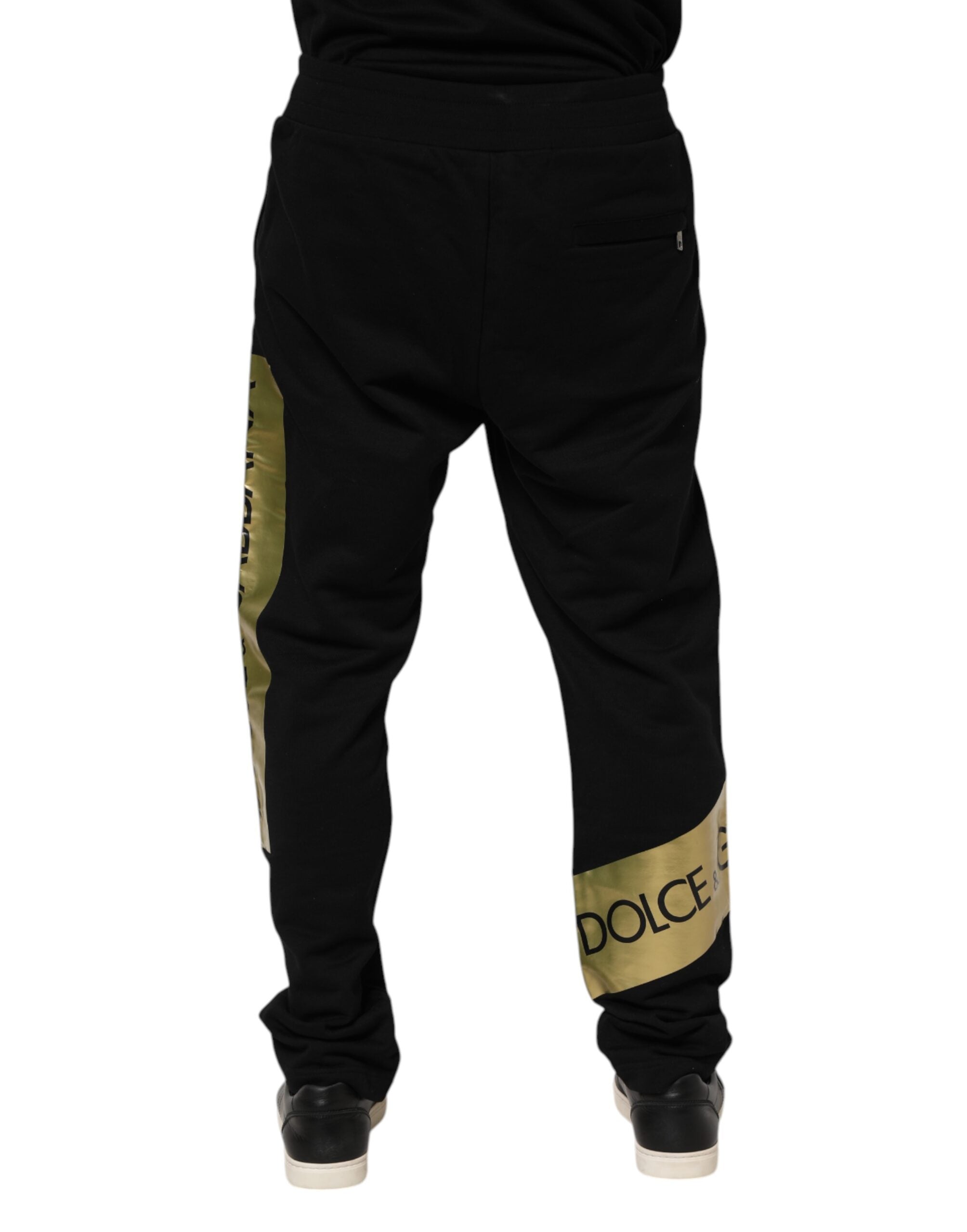 Dolce & Gabbana Schwarzes Baumwoll-Logo-Tape Herren-Jogger-Hose